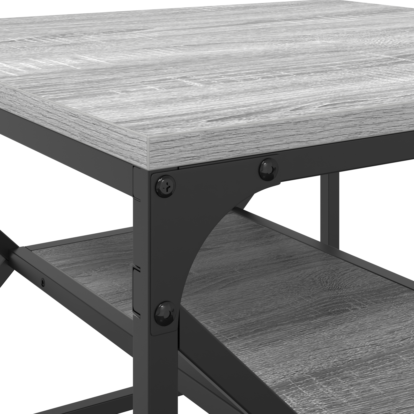 Coffee Table with Shelf - Grey Sonoma - 51x50x40 cm - Made of Engineered Wood - Image 8