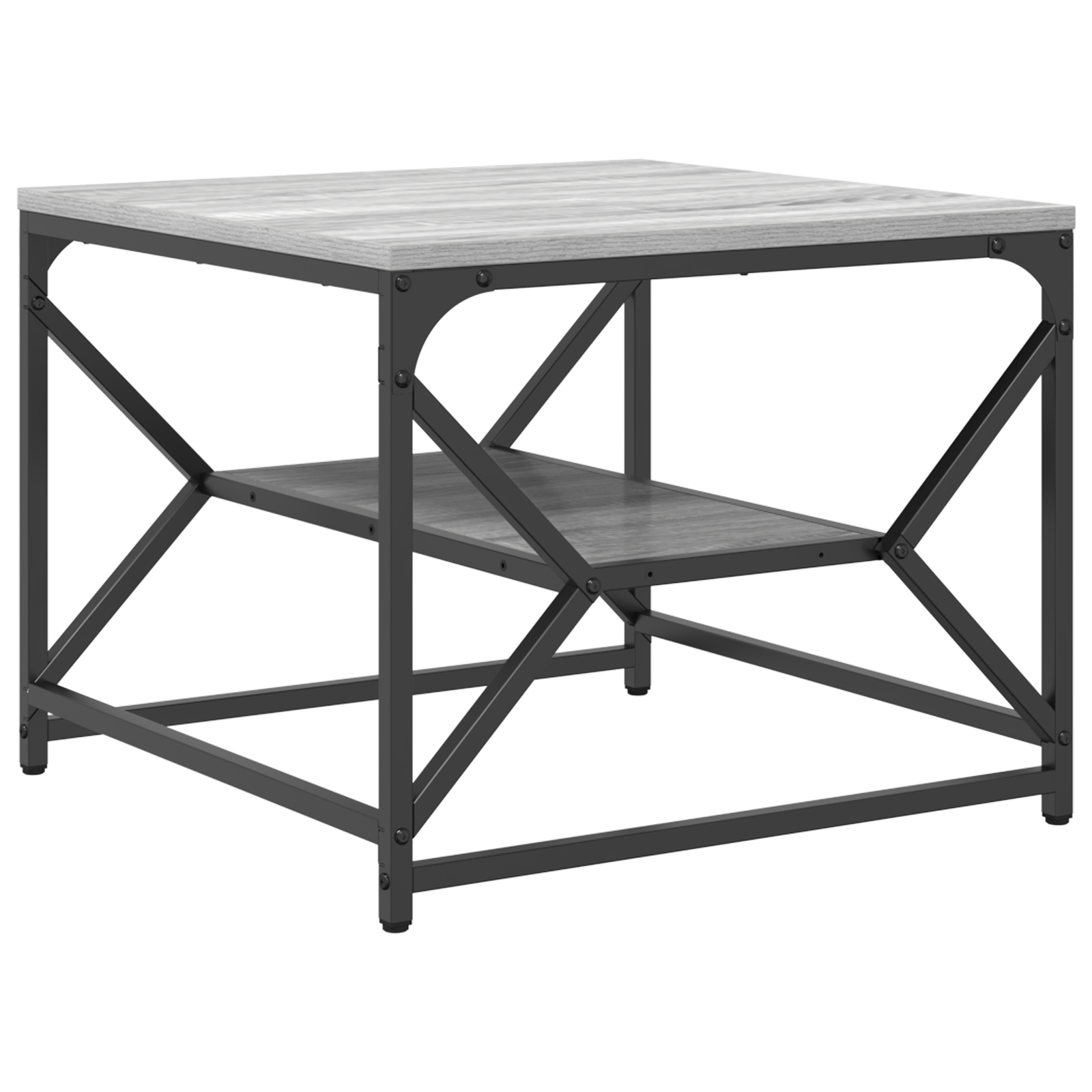 Coffee Table with Shelf - Grey Sonoma - 51x50x40 cm - Made of Engineered Wood - Image 2