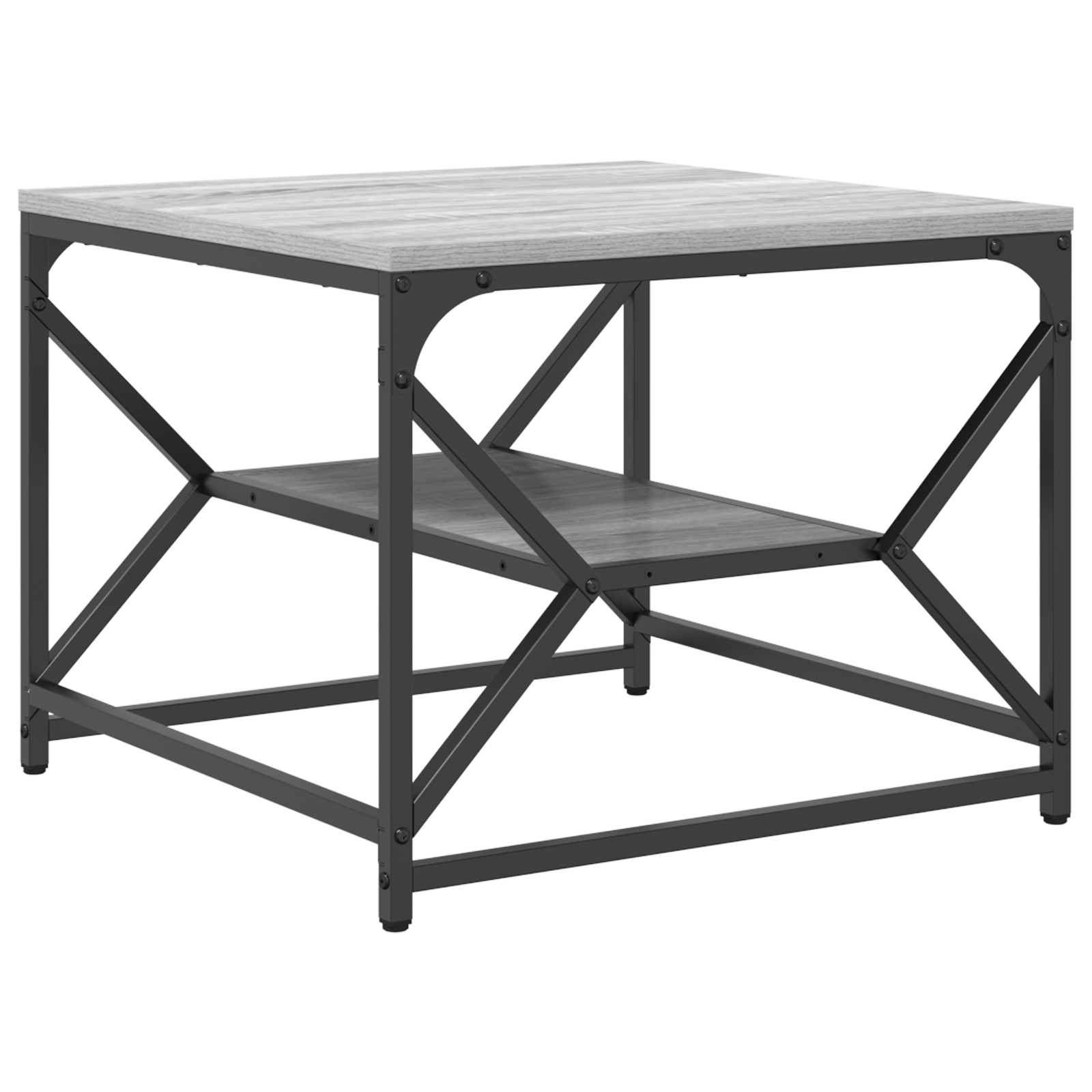 Coffee Table with Shelf - Grey Sonoma - 51x50x40 cm - Made of Engineered Wood - Image 5