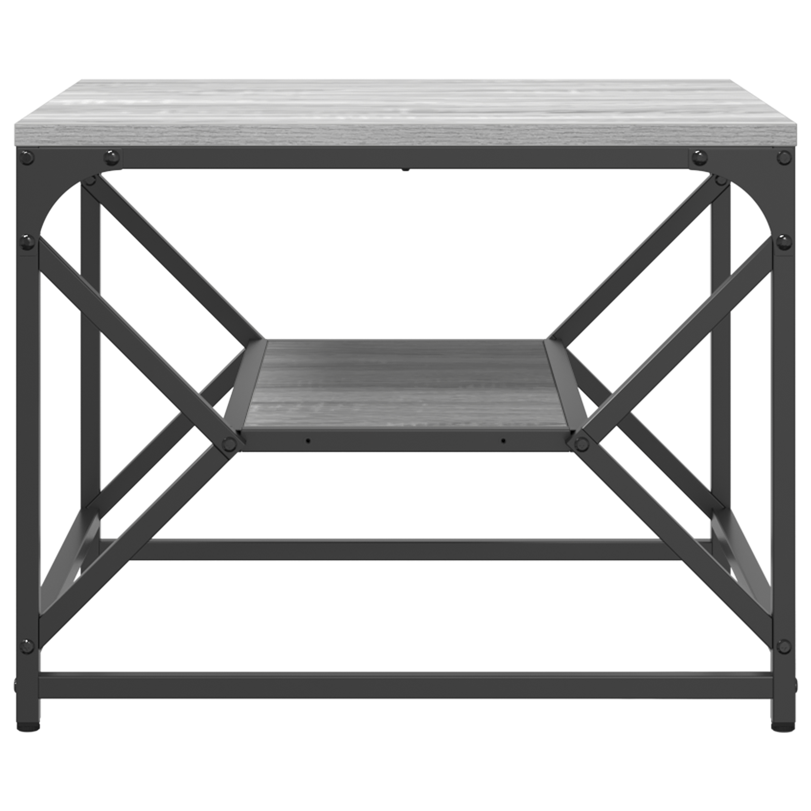 Coffee Table with Shelf - Grey Sonoma - 51x50x40 cm - Made of Engineered Wood - Image 6