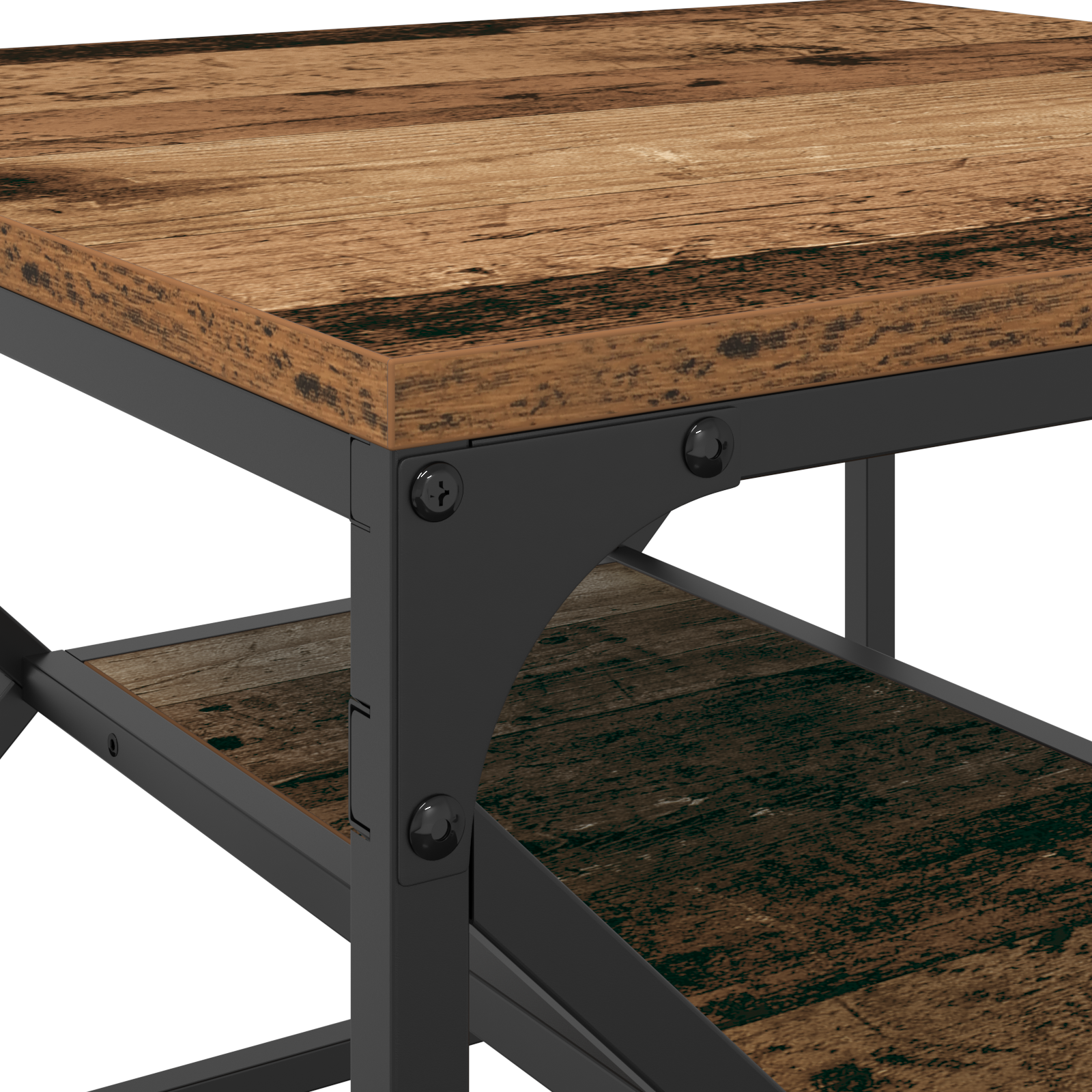 Coffee Table with Shelf - Rustic Wood Look, 51x50x40 cm, Made of Engineered Wood - Image 8