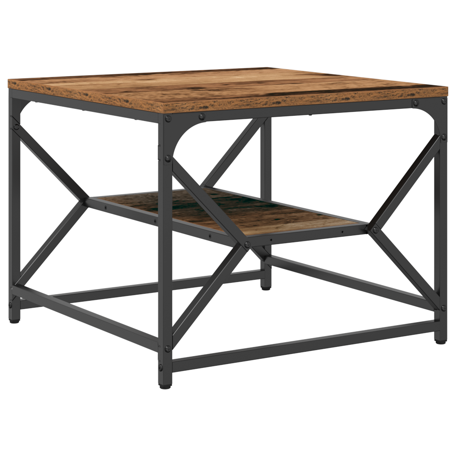 Coffee Table with Shelf - Rustic Wood Look, 51x50x40 cm, Made of Engineered Wood - Image 5