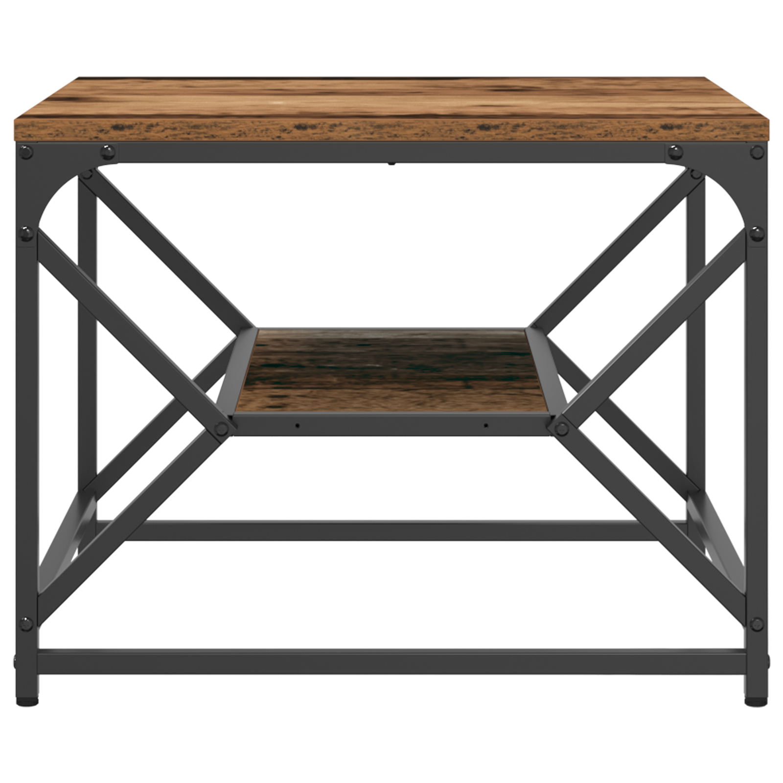 Coffee Table with Shelf - Rustic Wood Look, 51x50x40 cm, Made of Engineered Wood - Image 6