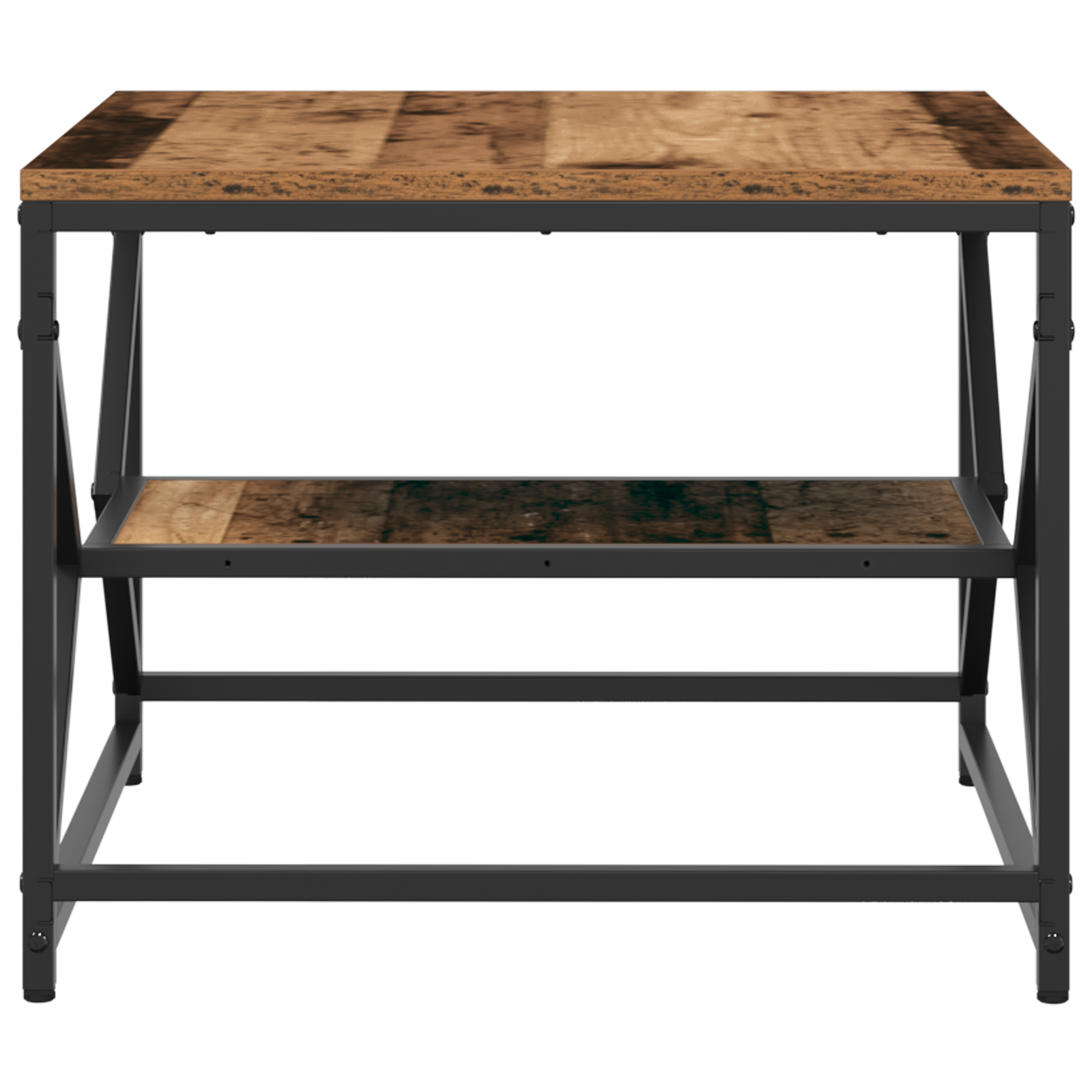 Coffee Table with Shelf - Rustic Wood Look, 51x50x40 cm, Made of Engineered Wood - Image 7