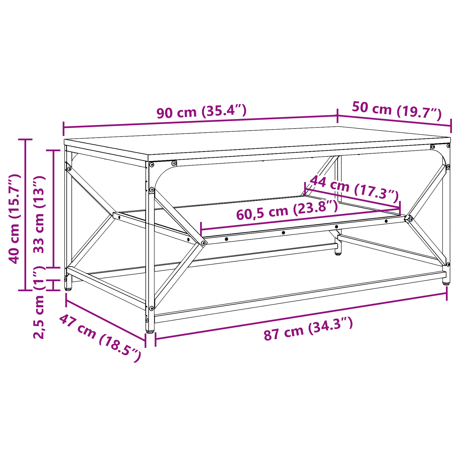 Coffee Table with Shelf Sonoma Oak 90x50x40 cm Engineered Wood - Image 10