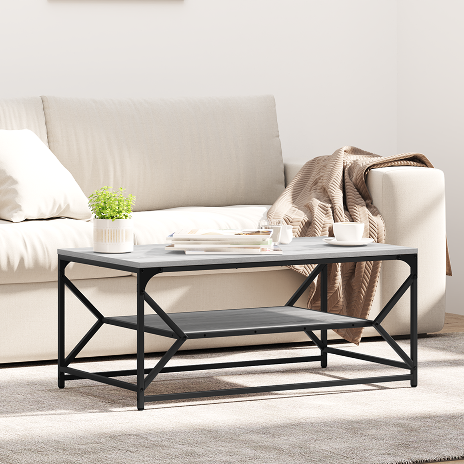 Coffee Table with Shelf Grey Sonoma 90x50x40 cm Engineered Wood