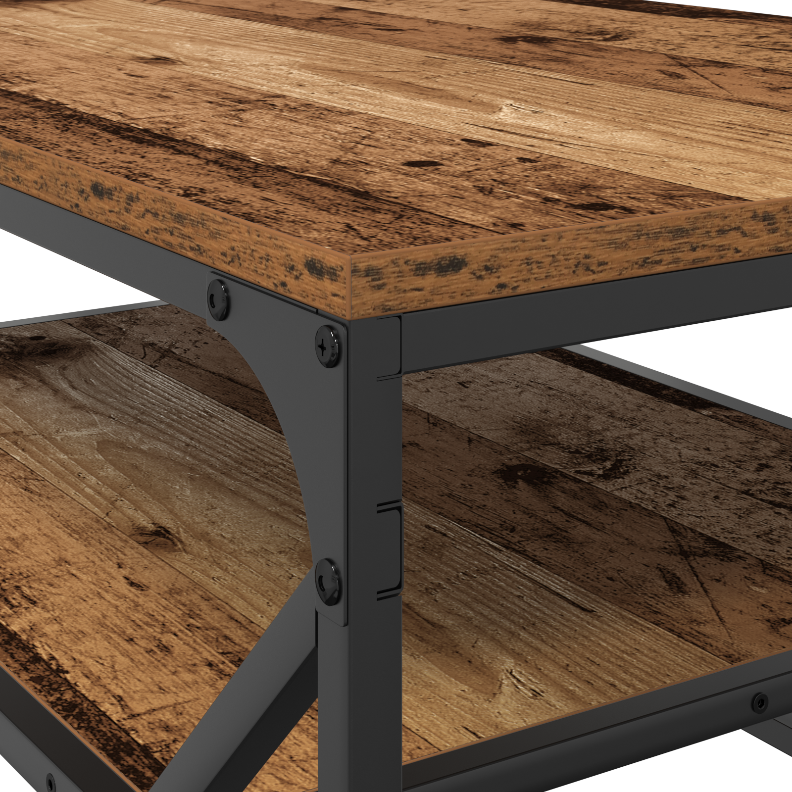 Coffee Table with Shelf - Old Wood, 90x50x40 cm, Engineered Wood - Image 8
