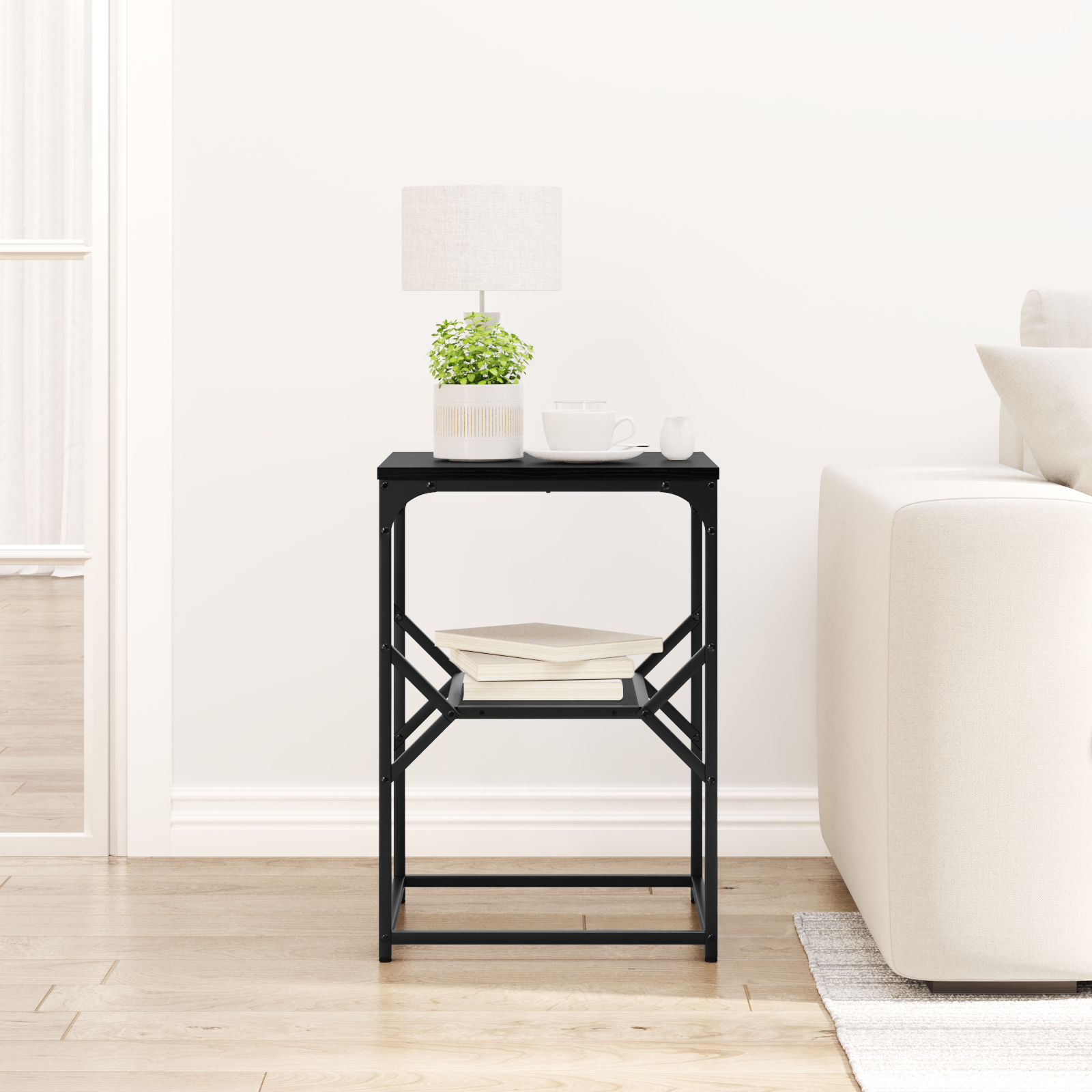 Side Table Black Oak 41x40x60 cm Engineered Wood - Image 4