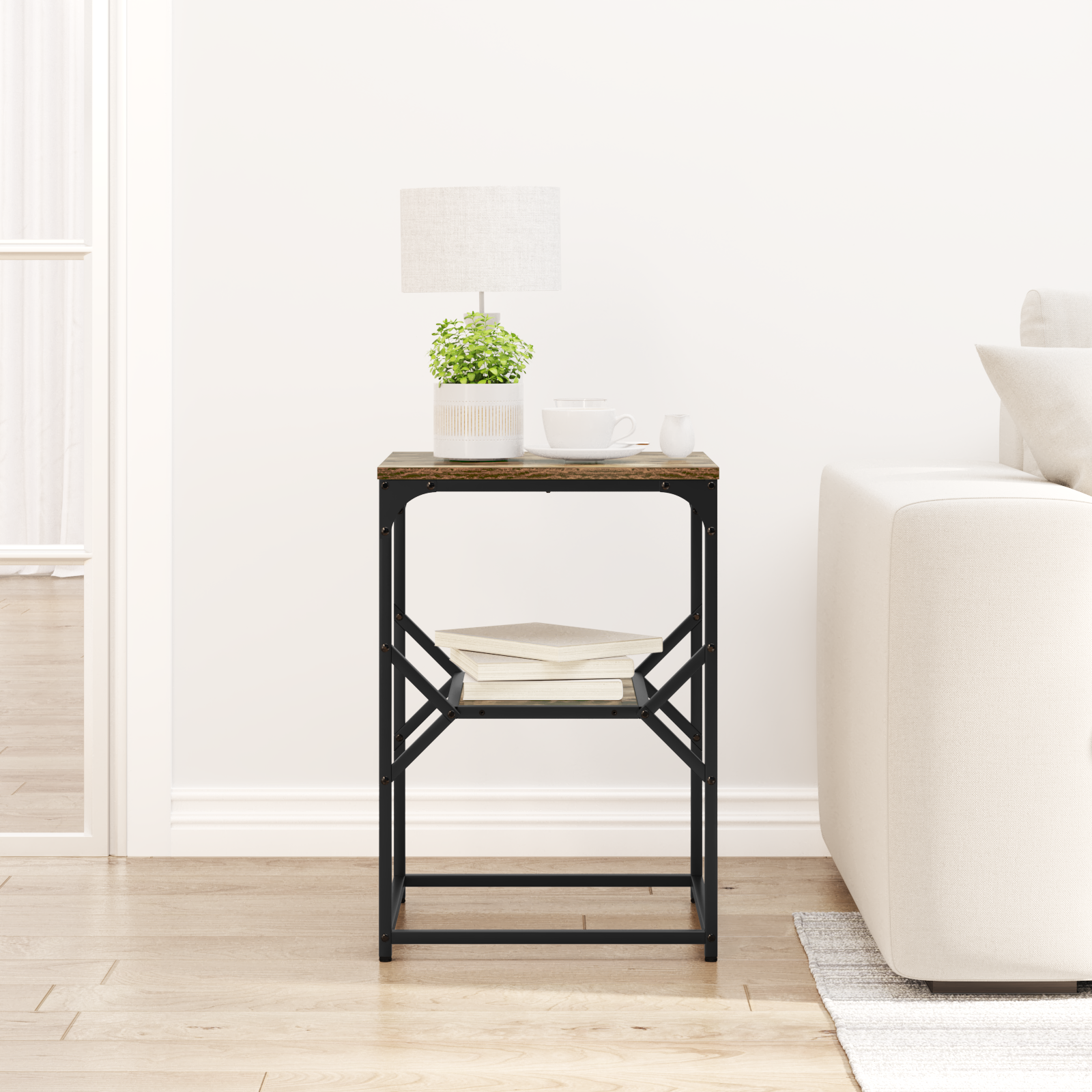 Side Table Smoked Oak 41x40x60 cm Engineered Wood - Image 4