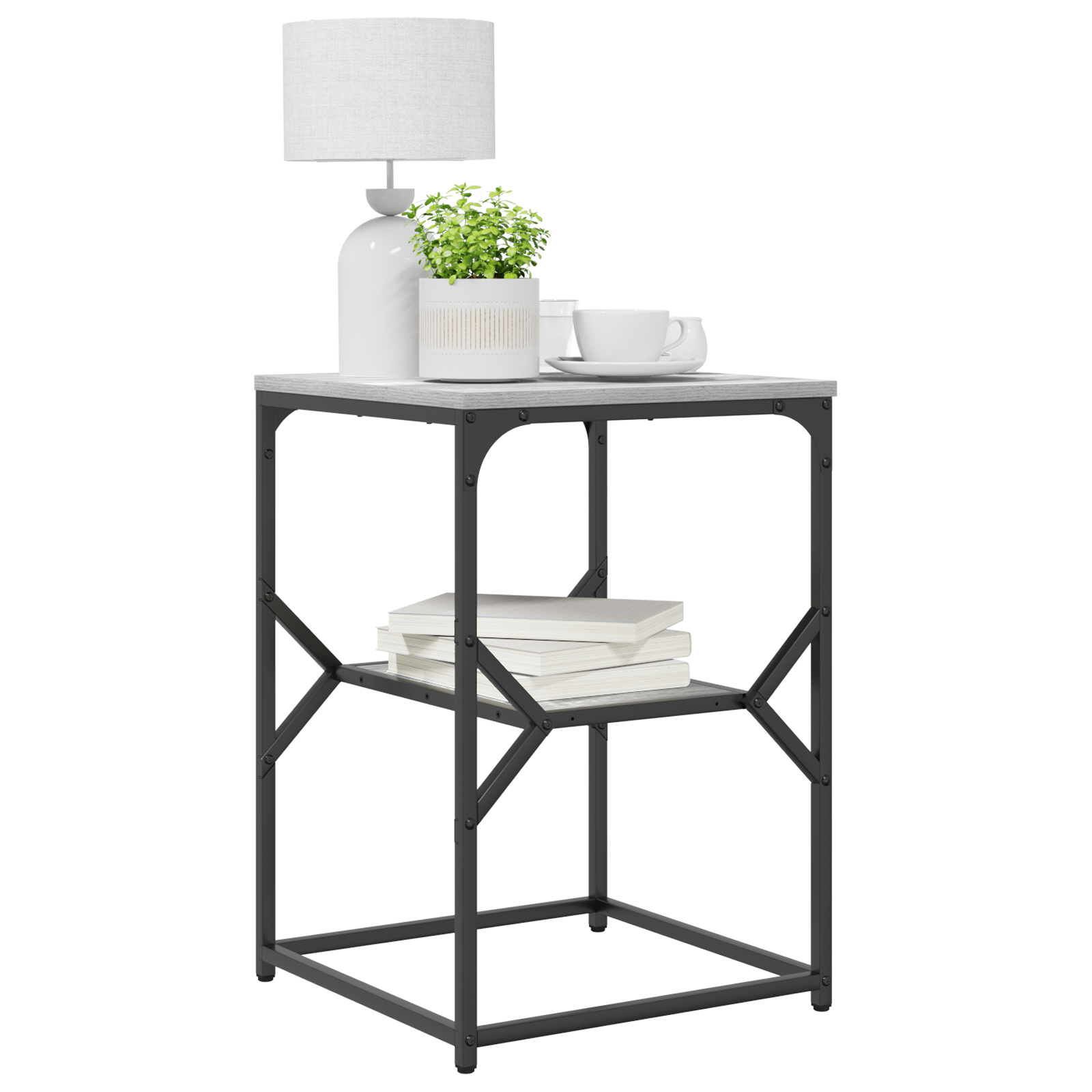 Grey Sonoma Engineered Wood Compact Bedside Table Rectangular - Image 3
