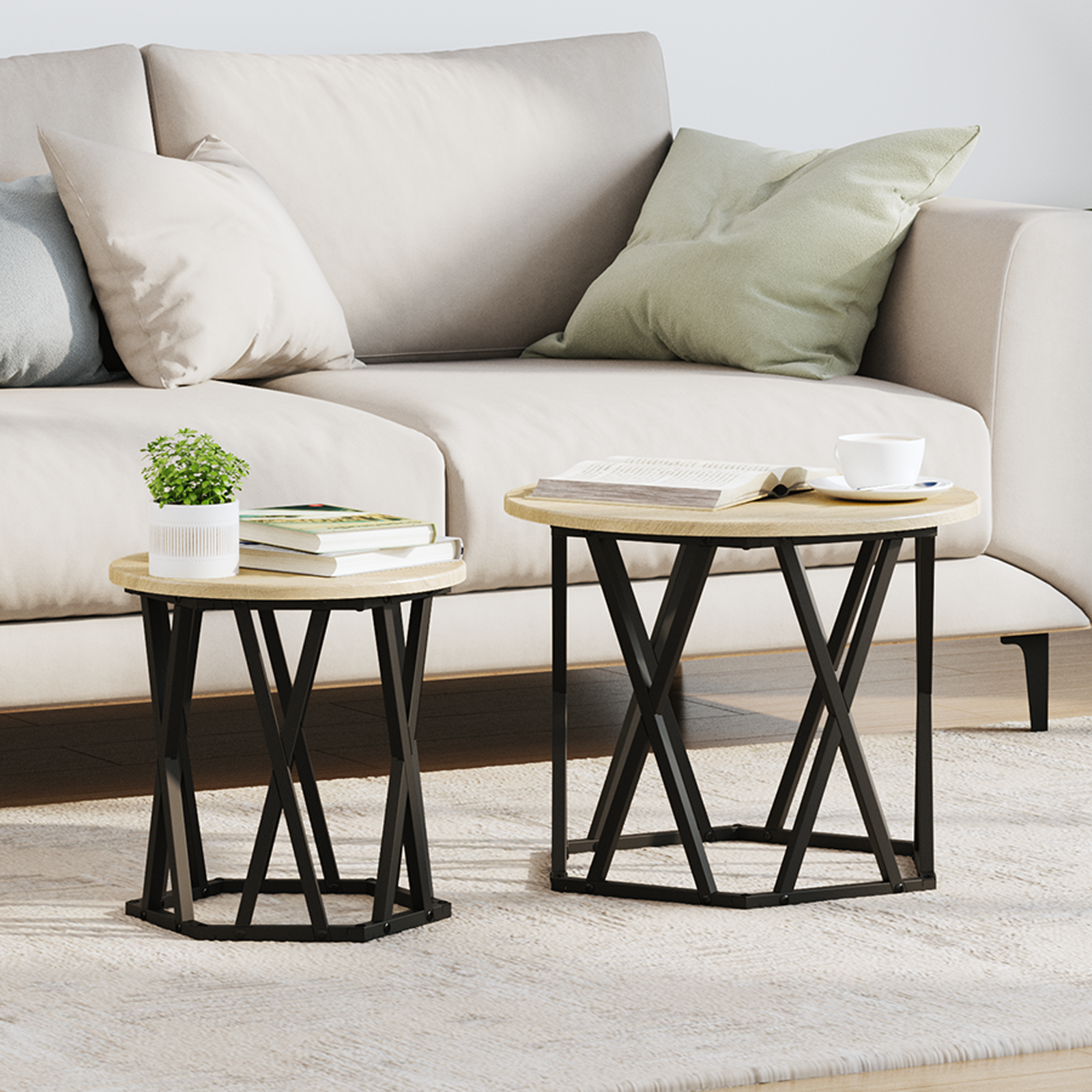 Nesting Side Tables 2 pcs Sonoma Oak Engineered Wood