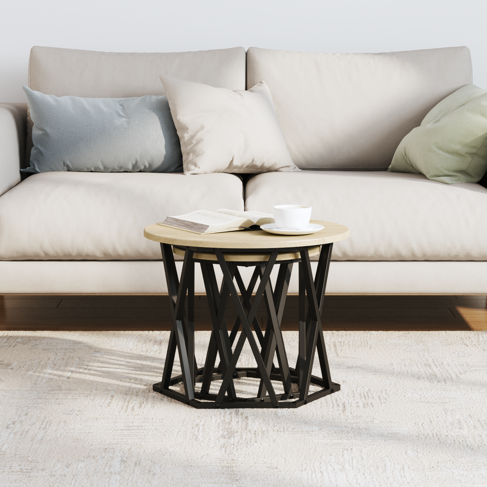 Nesting Side Tables 2 pcs Sonoma Oak Engineered Wood - Image 4