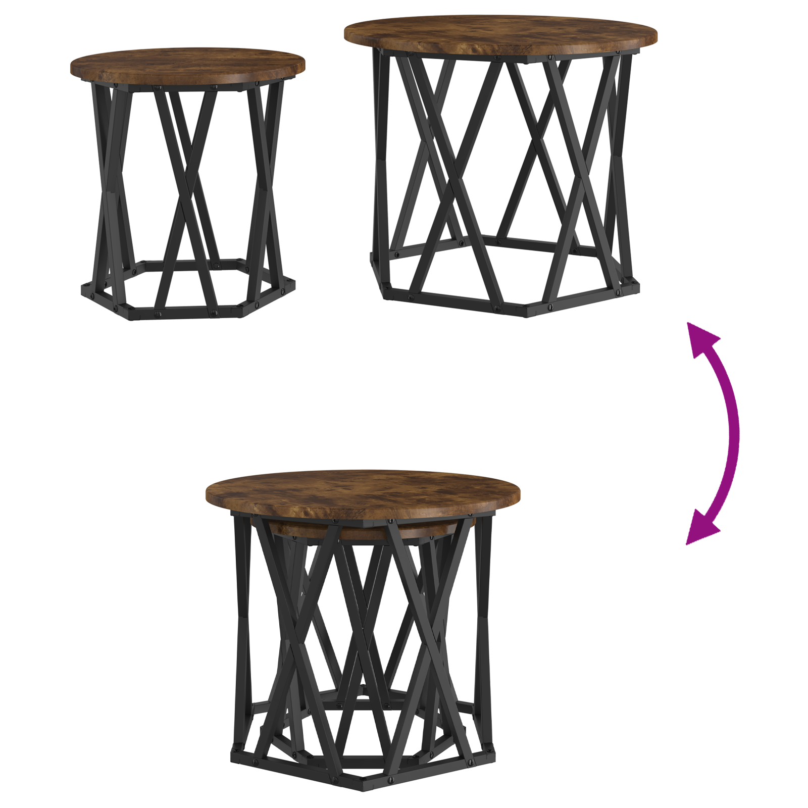 Coffee Table Smoked oak Solid Acacia wood Medium - Image 10