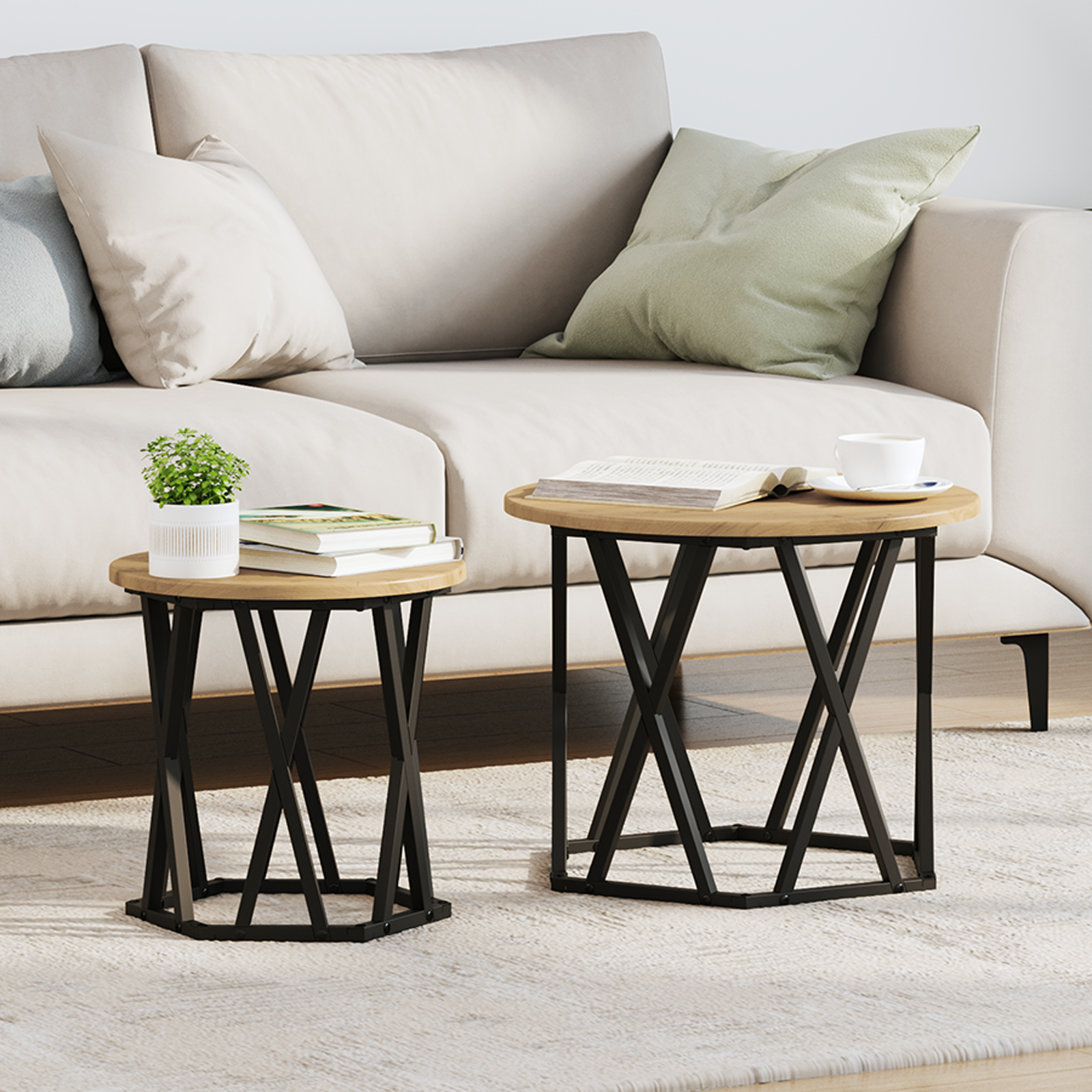 Nesting Side Tables 2 pcs Artisan Oak Engineered Wood