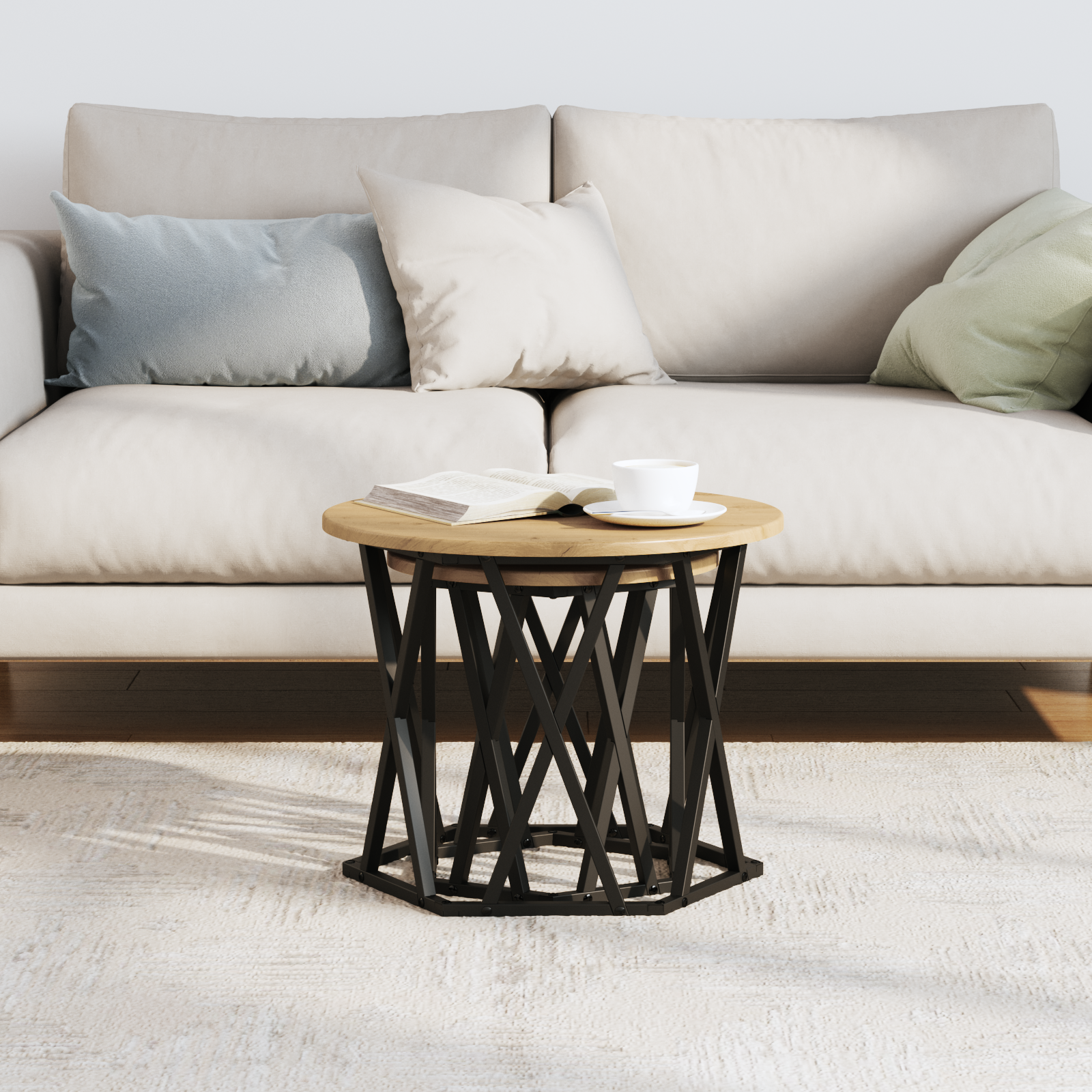 Nesting Side Tables 2 pcs Artisan Oak Engineered Wood - Image 4