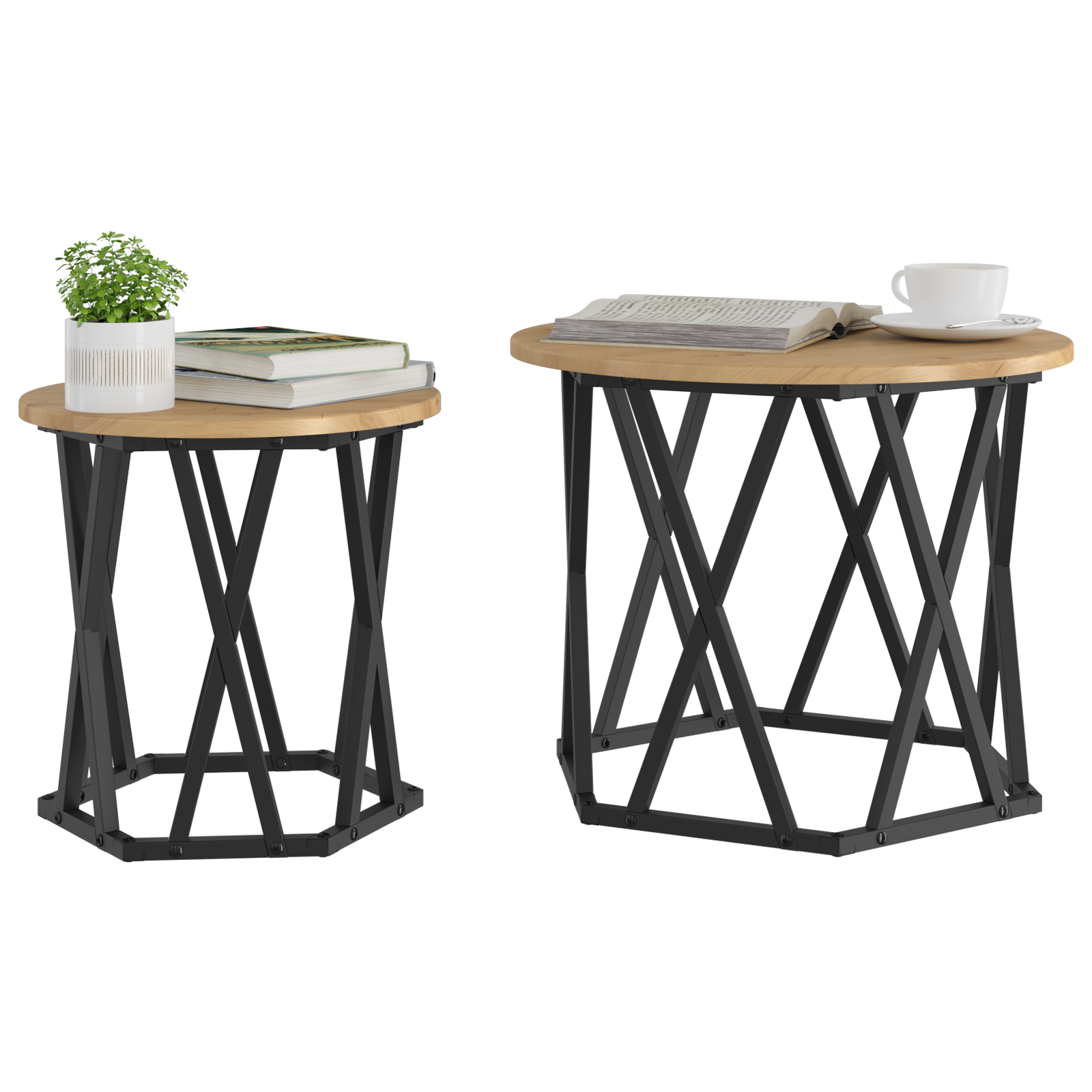 Nesting Side Tables 2 pcs Artisan Oak Engineered Wood - Image 3
