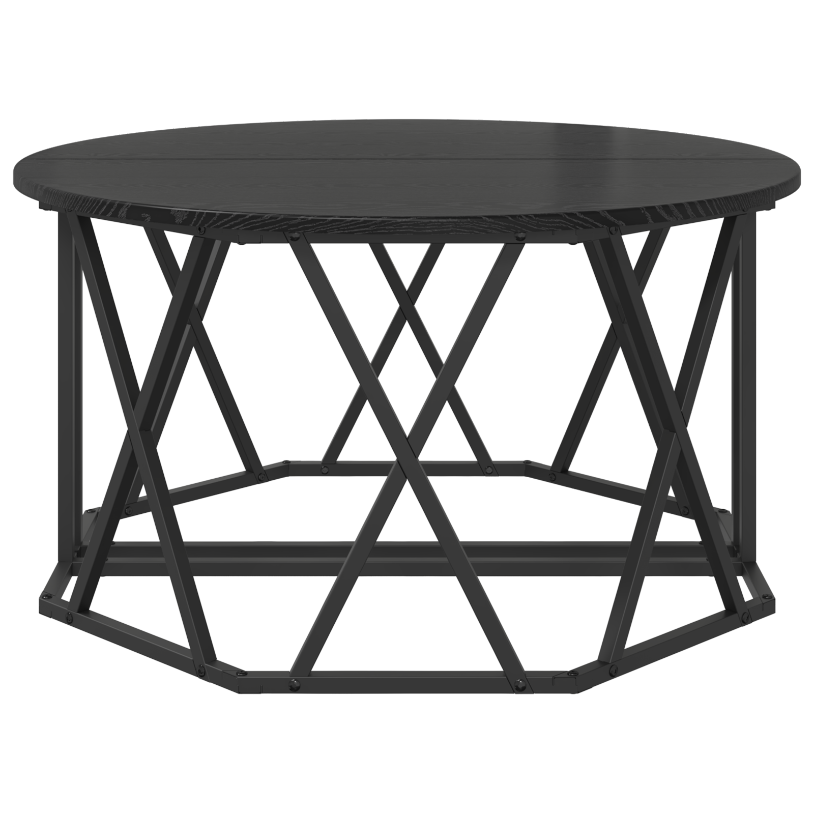 Black Oak Coffee Table 80x80x42 cm Made of Engineered Wood - Image 7