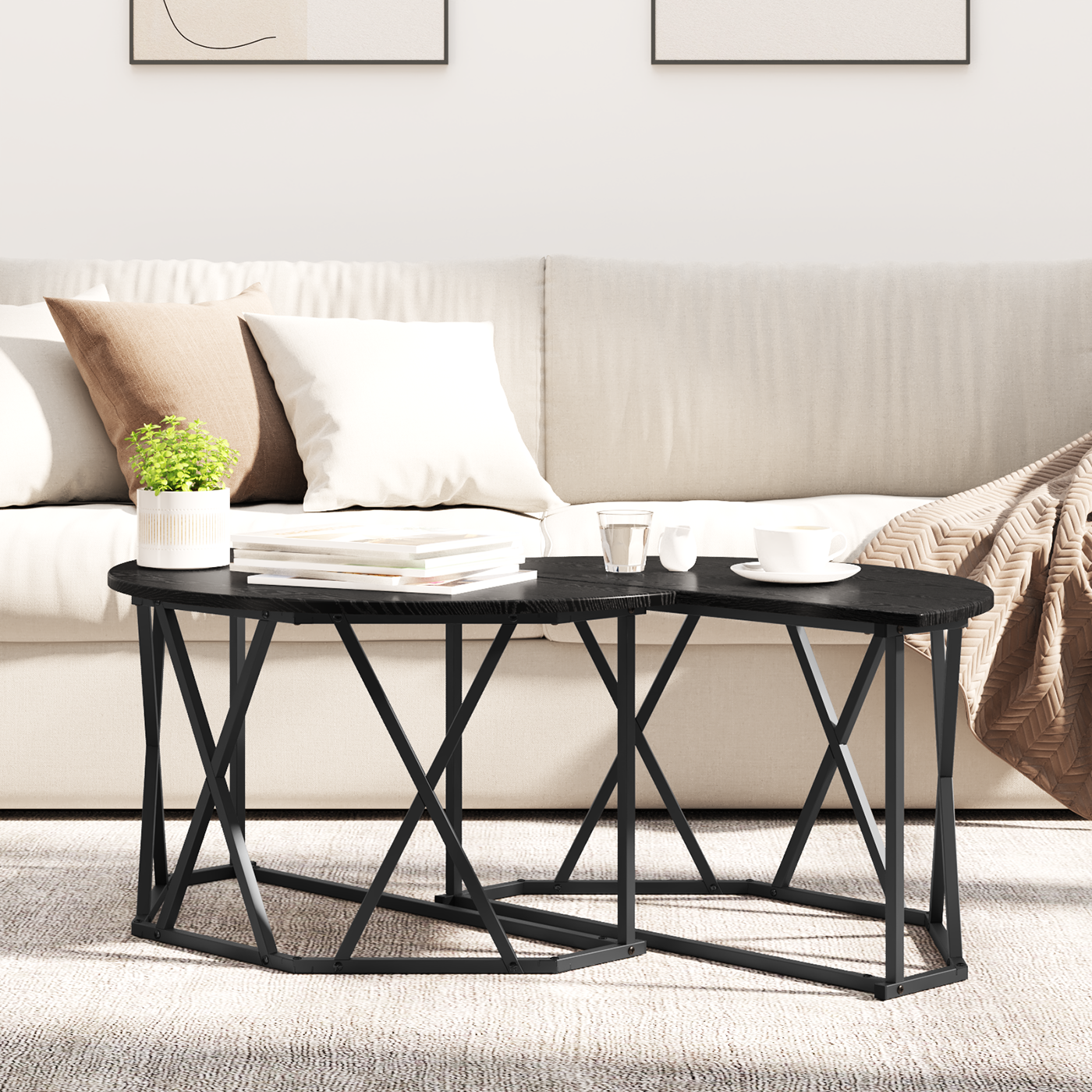 Black Oak Coffee Table 80x80x42 cm Made of Engineered Wood - Image 4