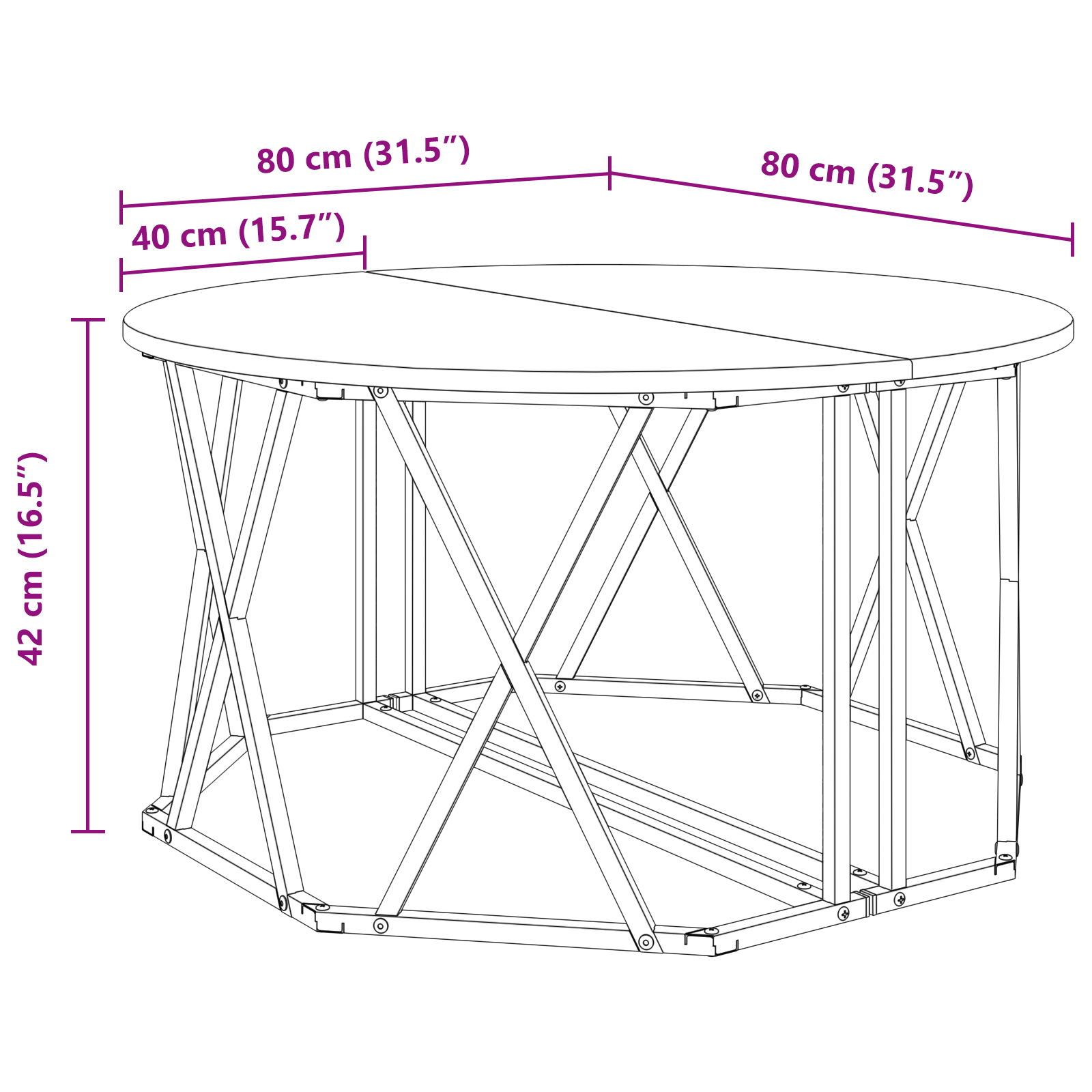 Black Oak Coffee Table 80x80x42 cm Made of Engineered Wood - Image 10