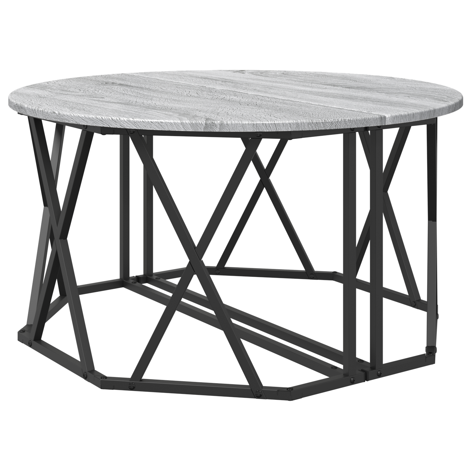 Grey Sonoma Coffee Table 80x80x42 cm Made from Engineered Wood - Image 5