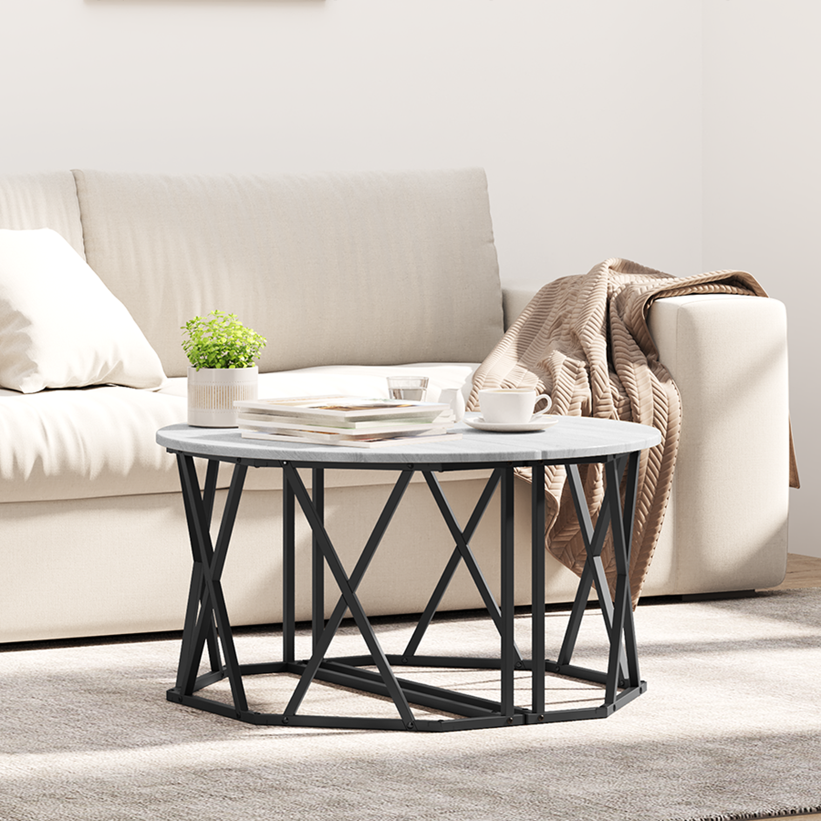 Grey Sonoma Coffee Table 80x80x42 cm Made from Engineered Wood