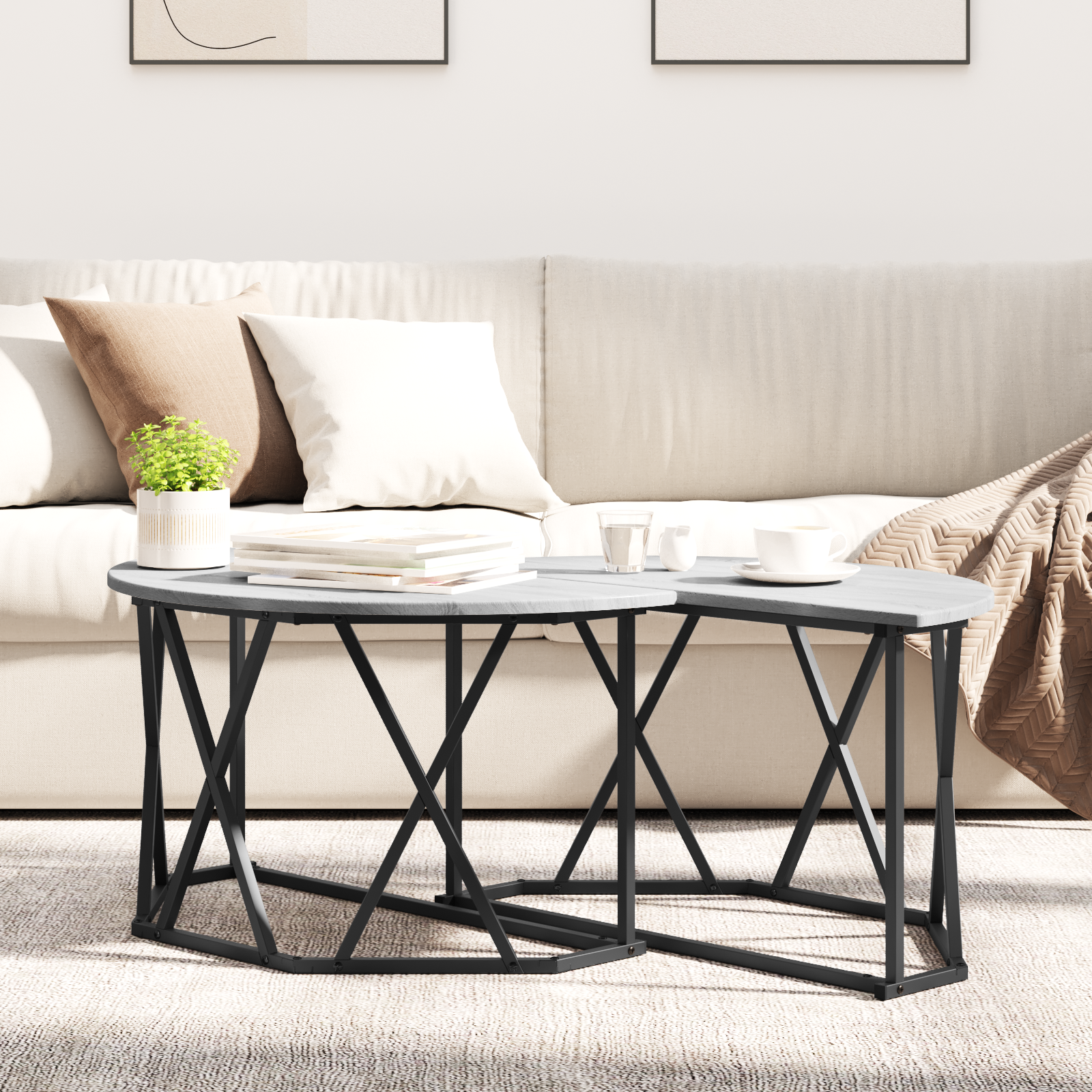 Grey Sonoma Coffee Table 80x80x42 cm Made from Engineered Wood - Image 4