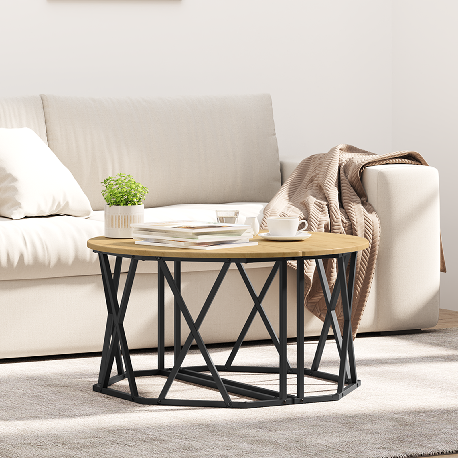 Coffee Table Artisan Oak 31.5x31.5x16.5 inches Made from Engineered Wood