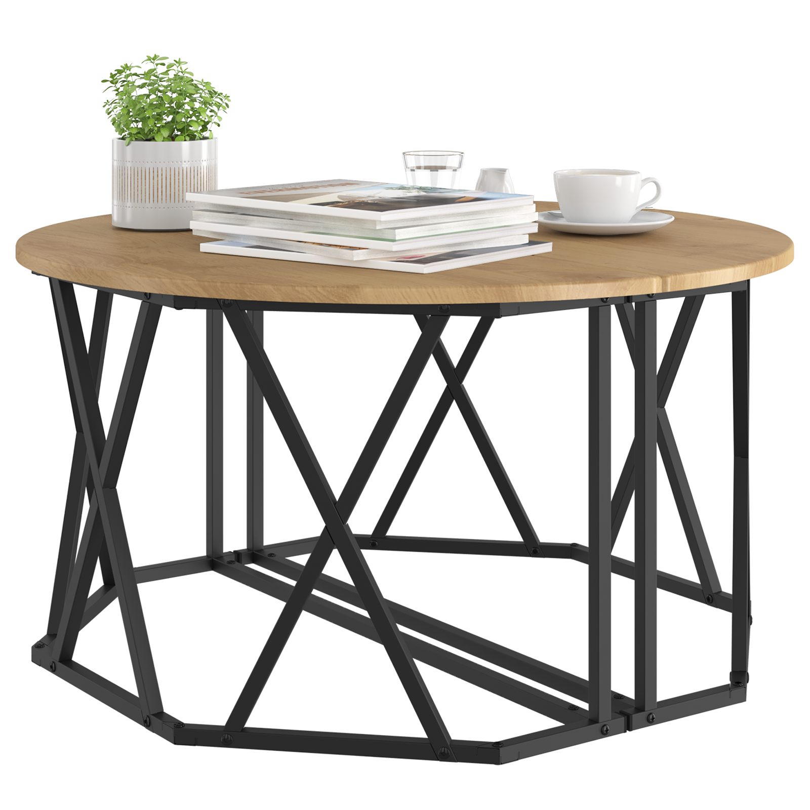 Coffee Table Artisan Oak 31.5x31.5x16.5 inches Made from Engineered Wood - Image 3