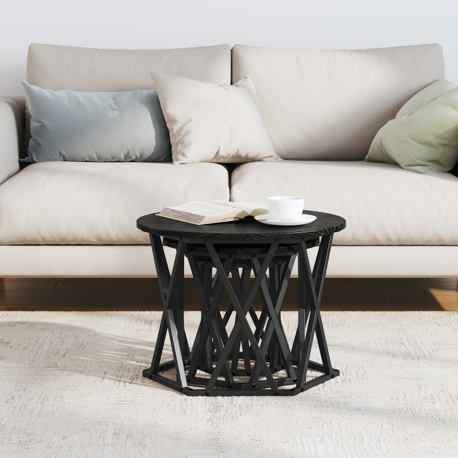 Nesting Side Tables 3 pcs Black Oak Engineered Wood - Image 4