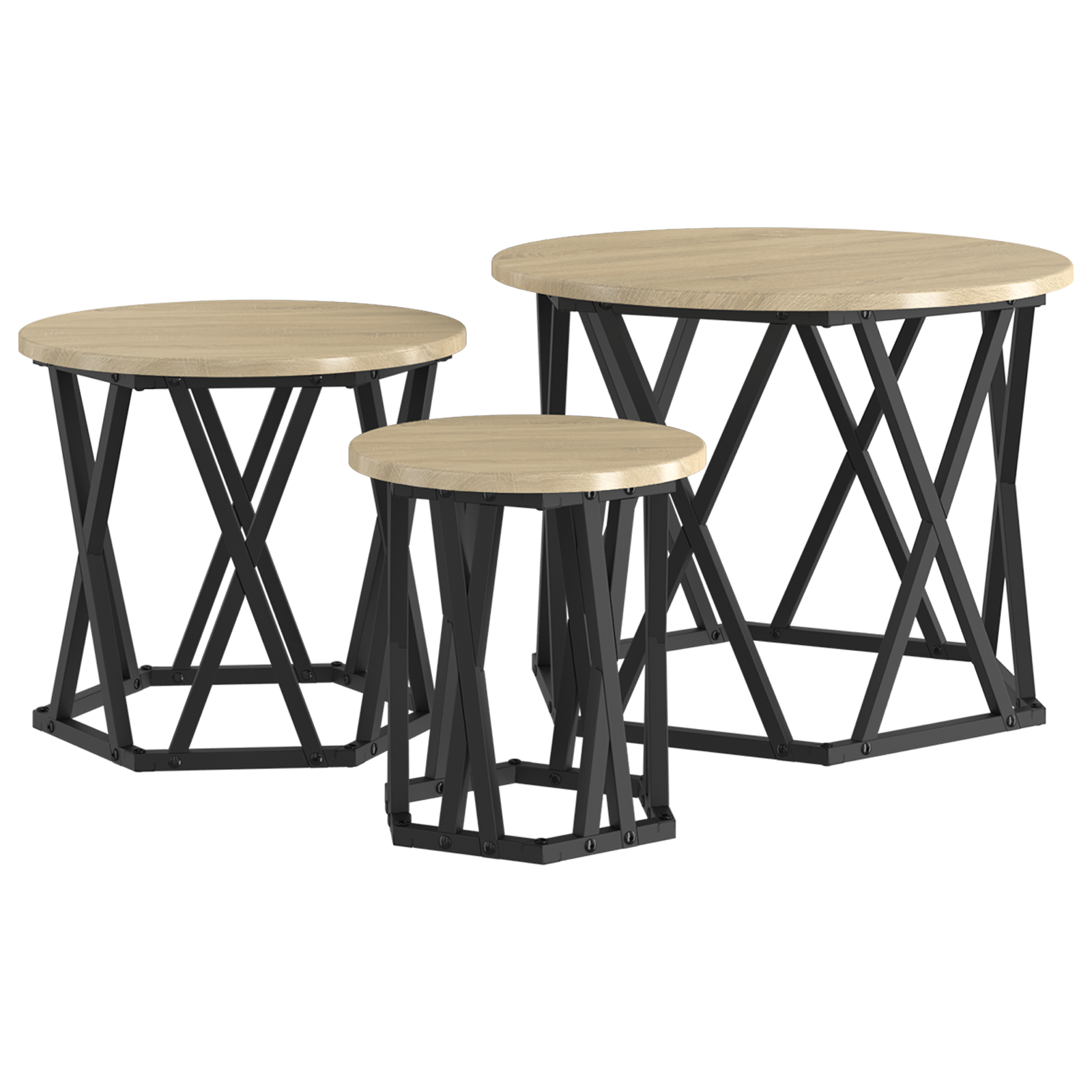 Nesting Side Tables 3 pcs Sonoma Oak Engineered Wood - Image 2