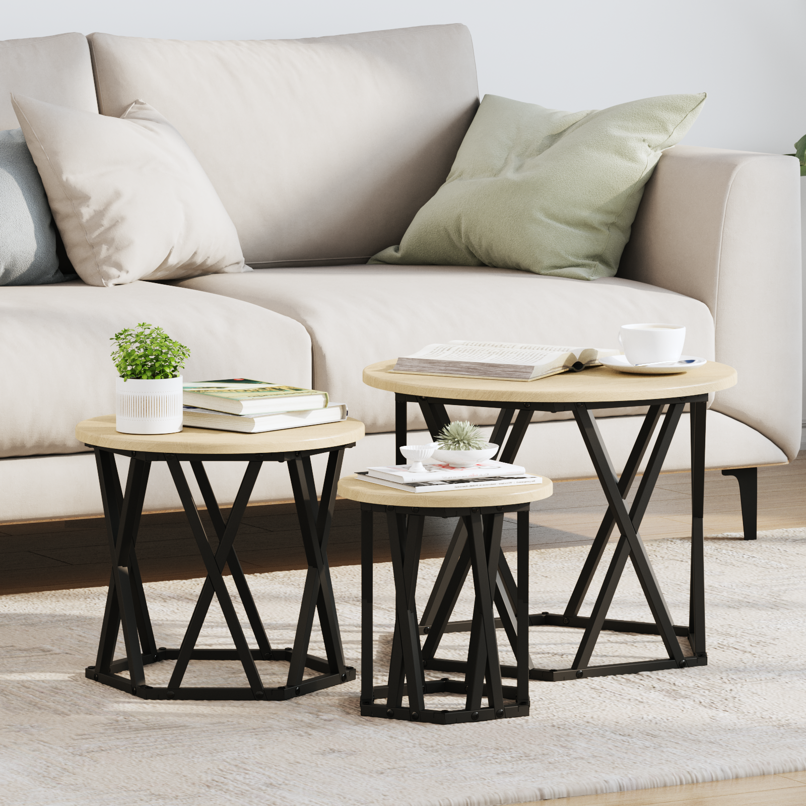 Nesting Side Tables 3 pcs Sonoma Oak Engineered Wood