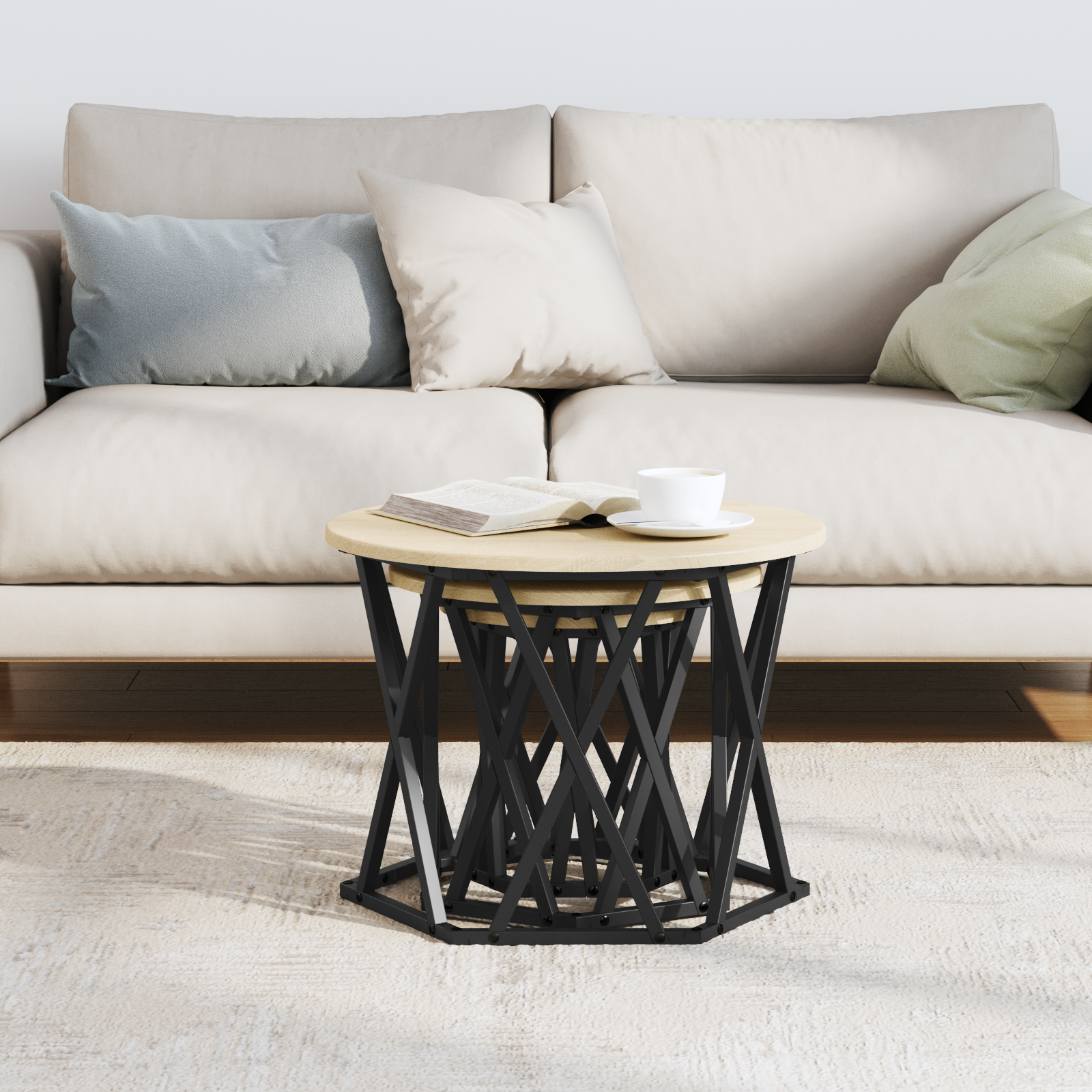 Nesting Side Tables 3 pcs Sonoma Oak Engineered Wood - Image 4