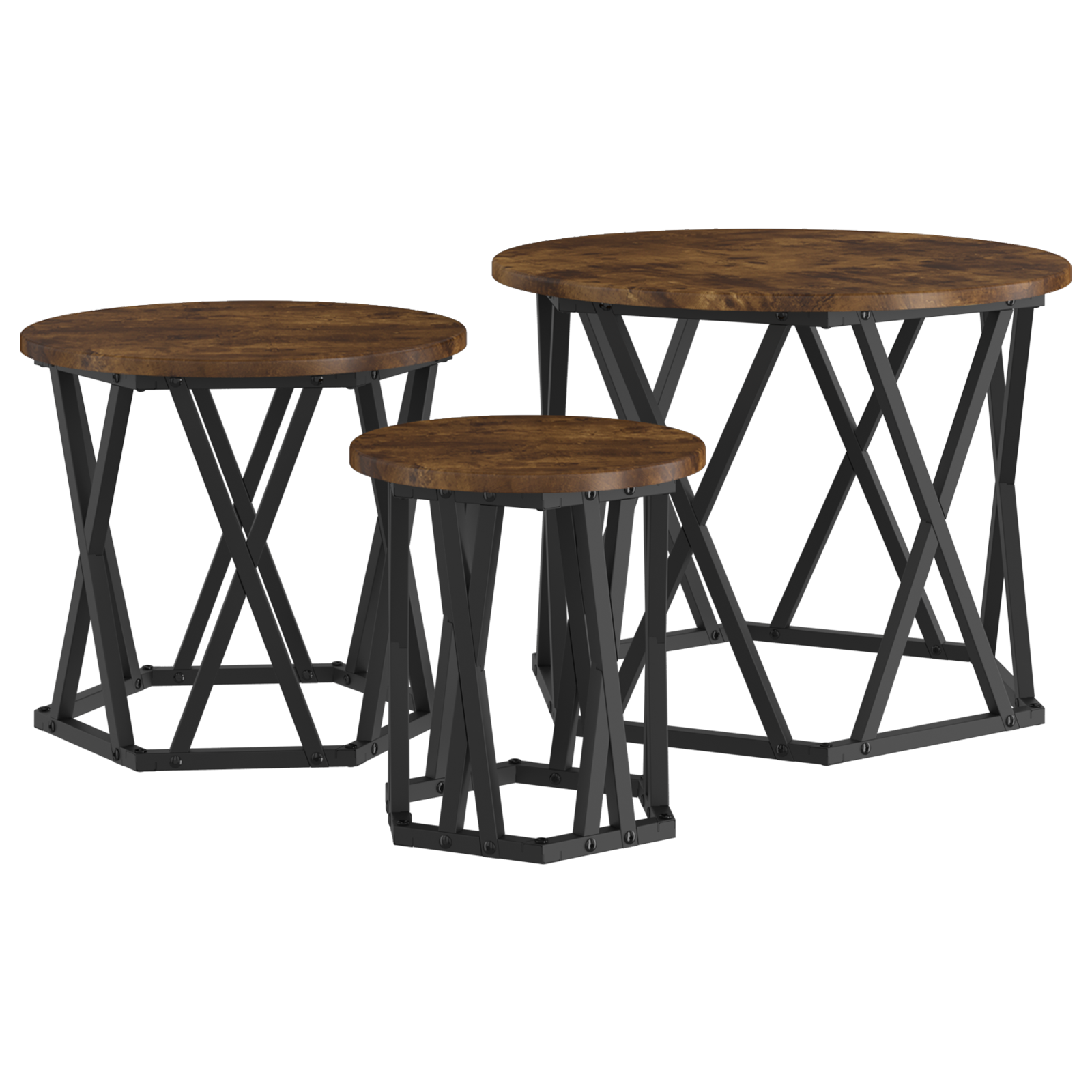 Nesting Side Tables 3 pcs Smoked Oak Engineered Wood - Image 2