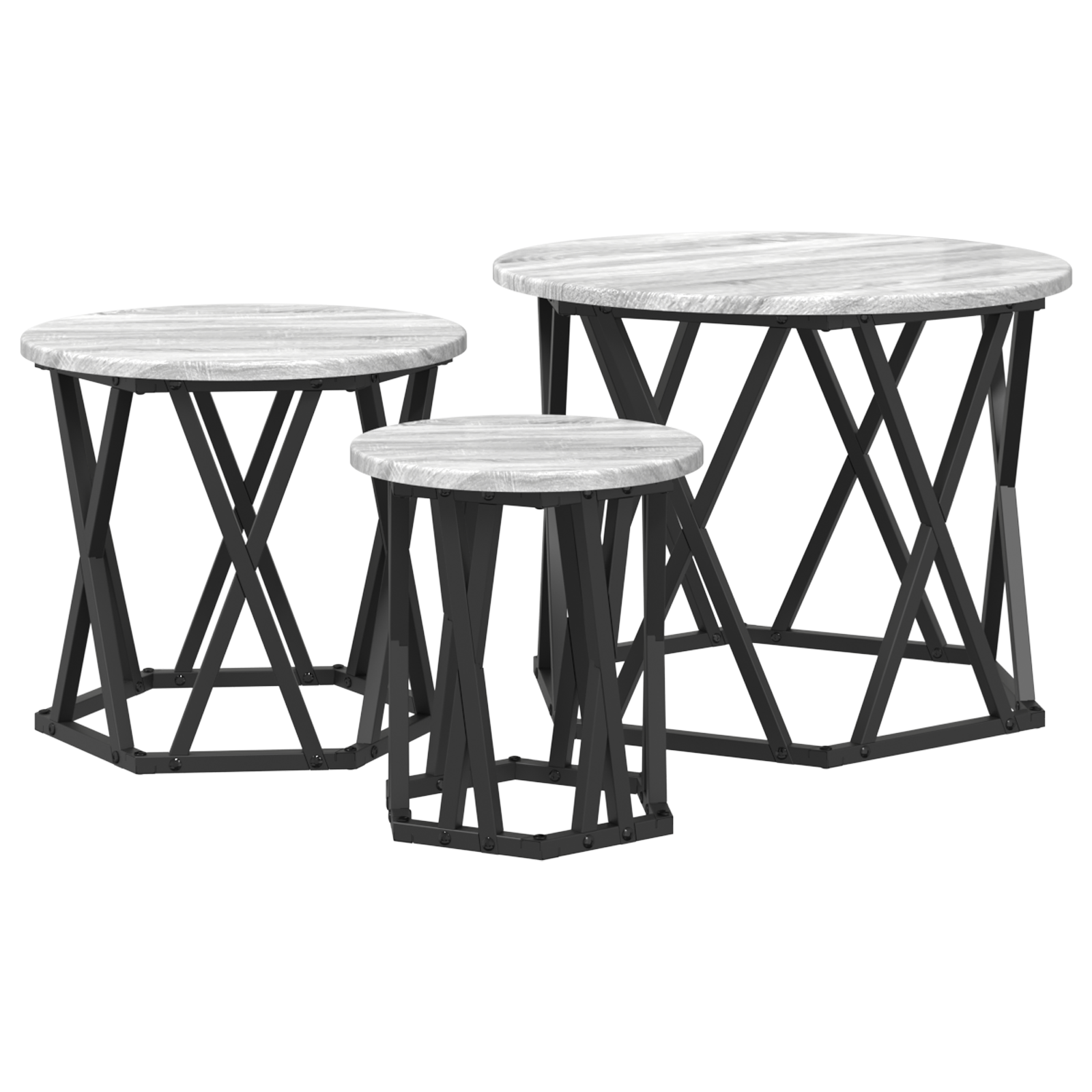 Nesting Side Tables 3 pcs Grey Sonoma Engineered Wood - Image 2