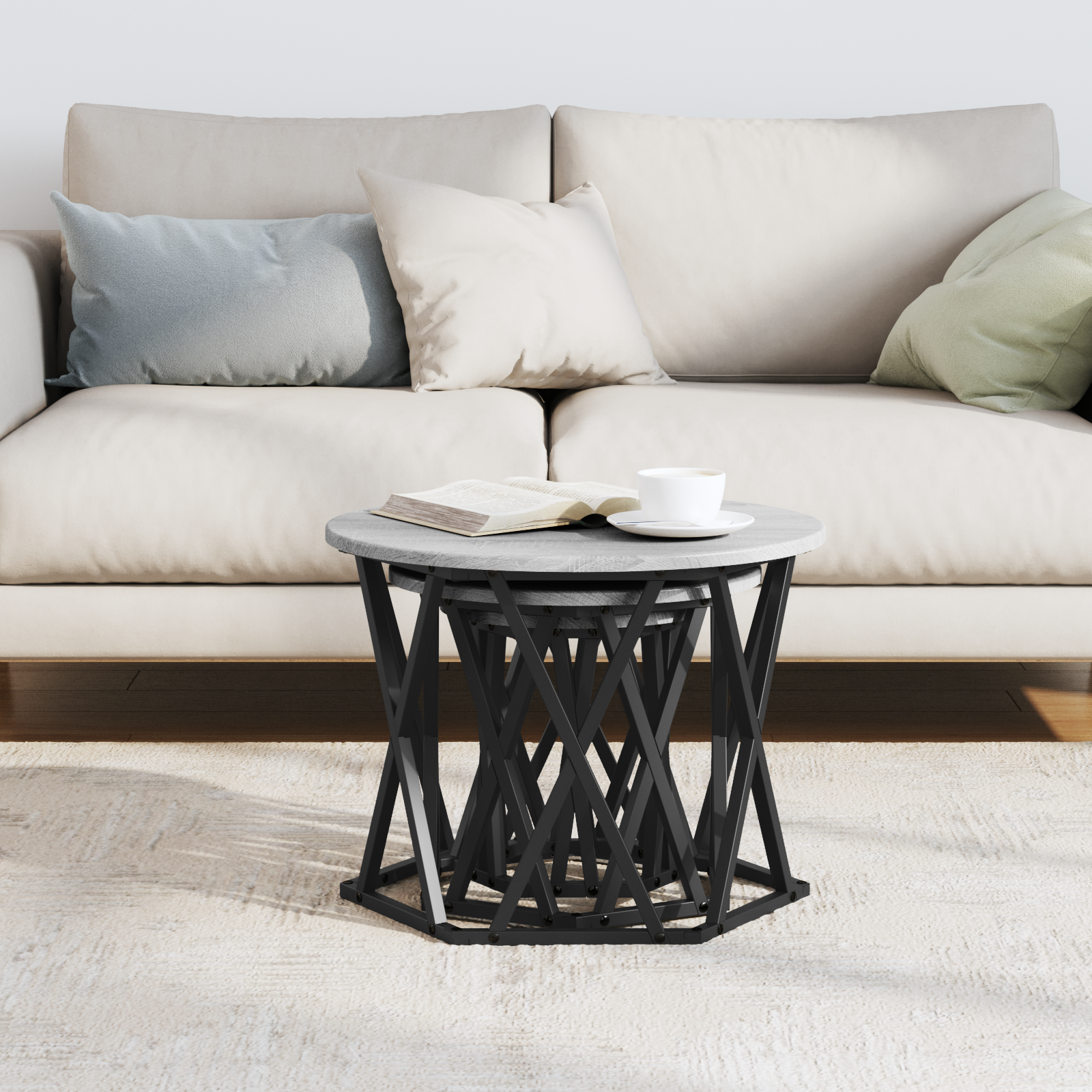 Nesting Side Tables 3 pcs Grey Sonoma Engineered Wood - Image 4