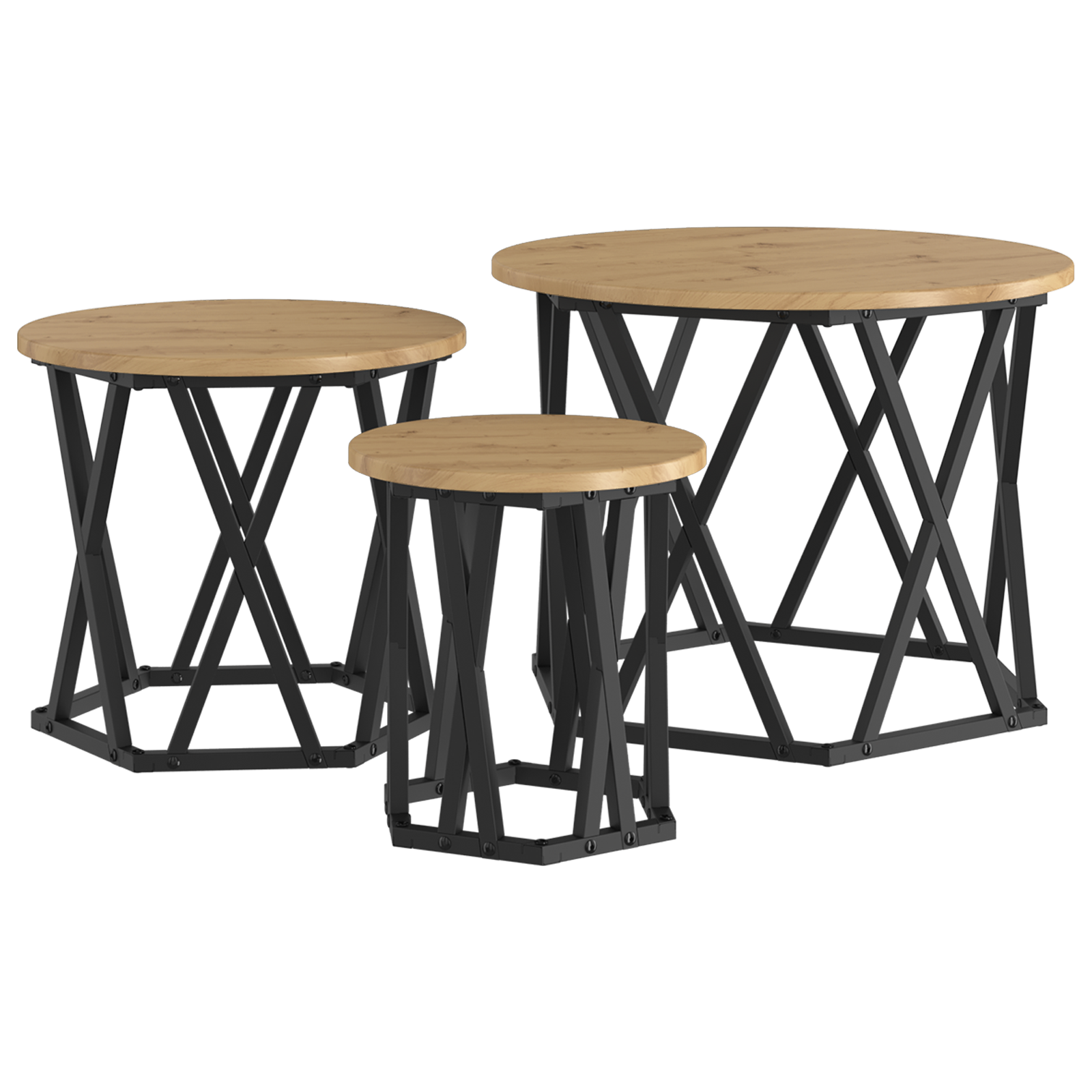 Nesting Side Tables 3 pcs Artisan Oak Engineered Wood - Image 2