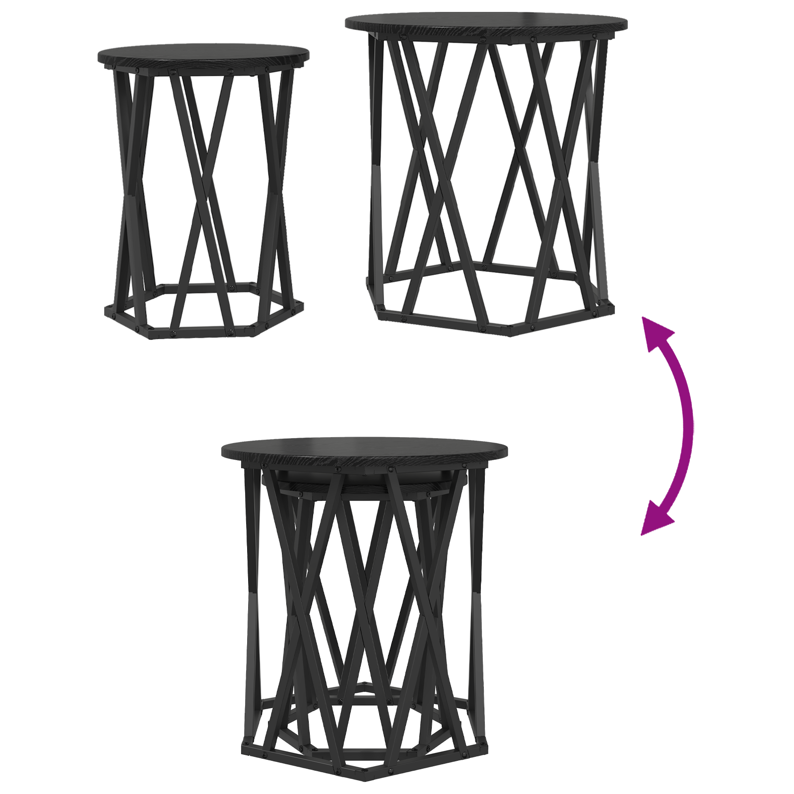 Black oak Wood and Metal Medium Durable Coffee Table - Image 10