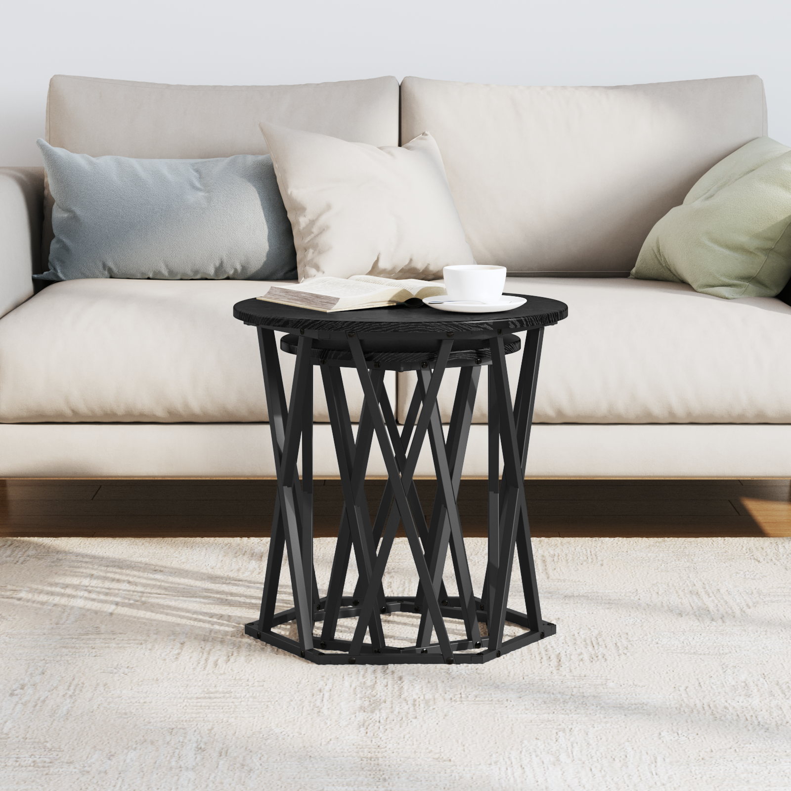 Black oak Wood and Metal Medium Durable Coffee Table - Image 4
