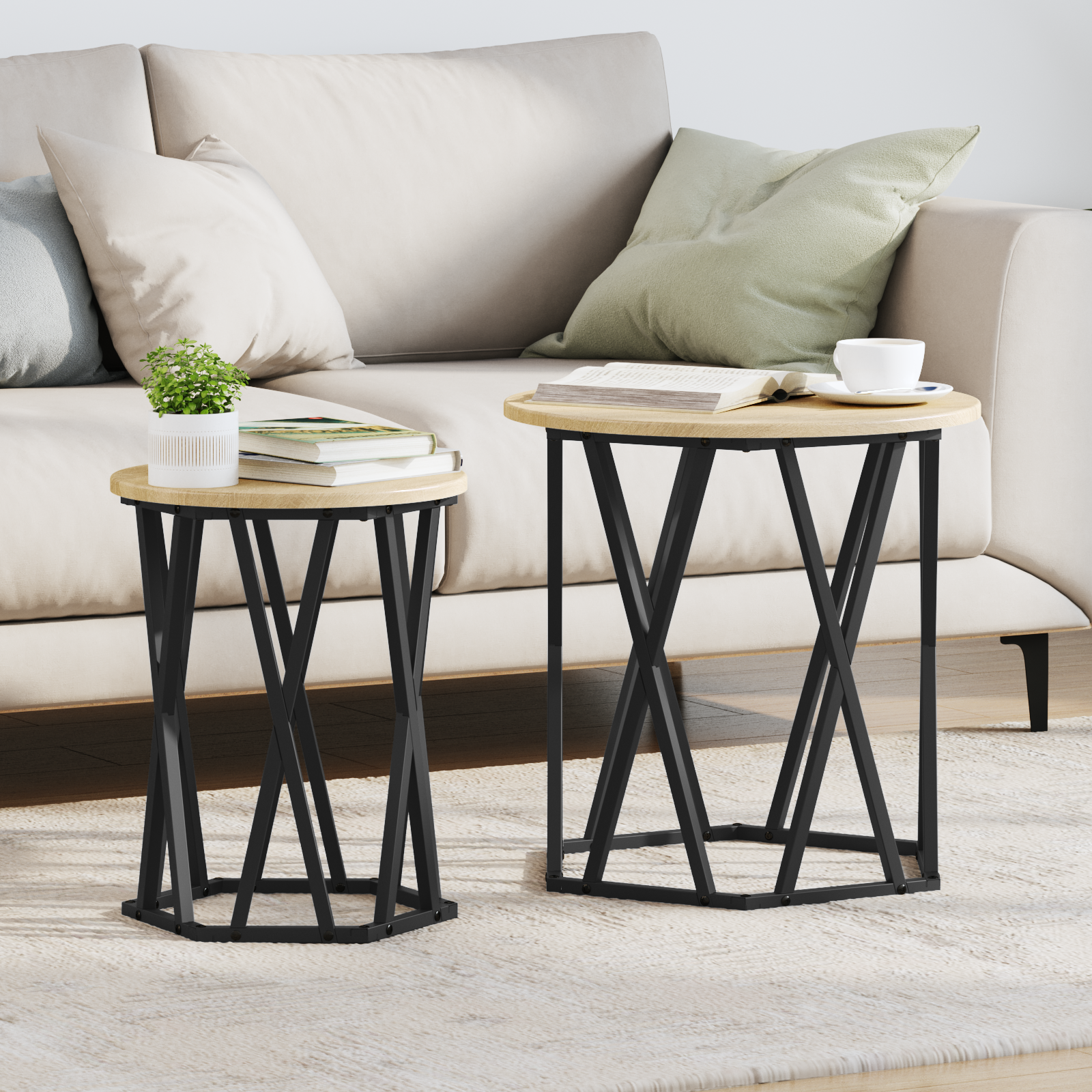 Side Tables 2 pcs Sonoma Oak Engineered Wood