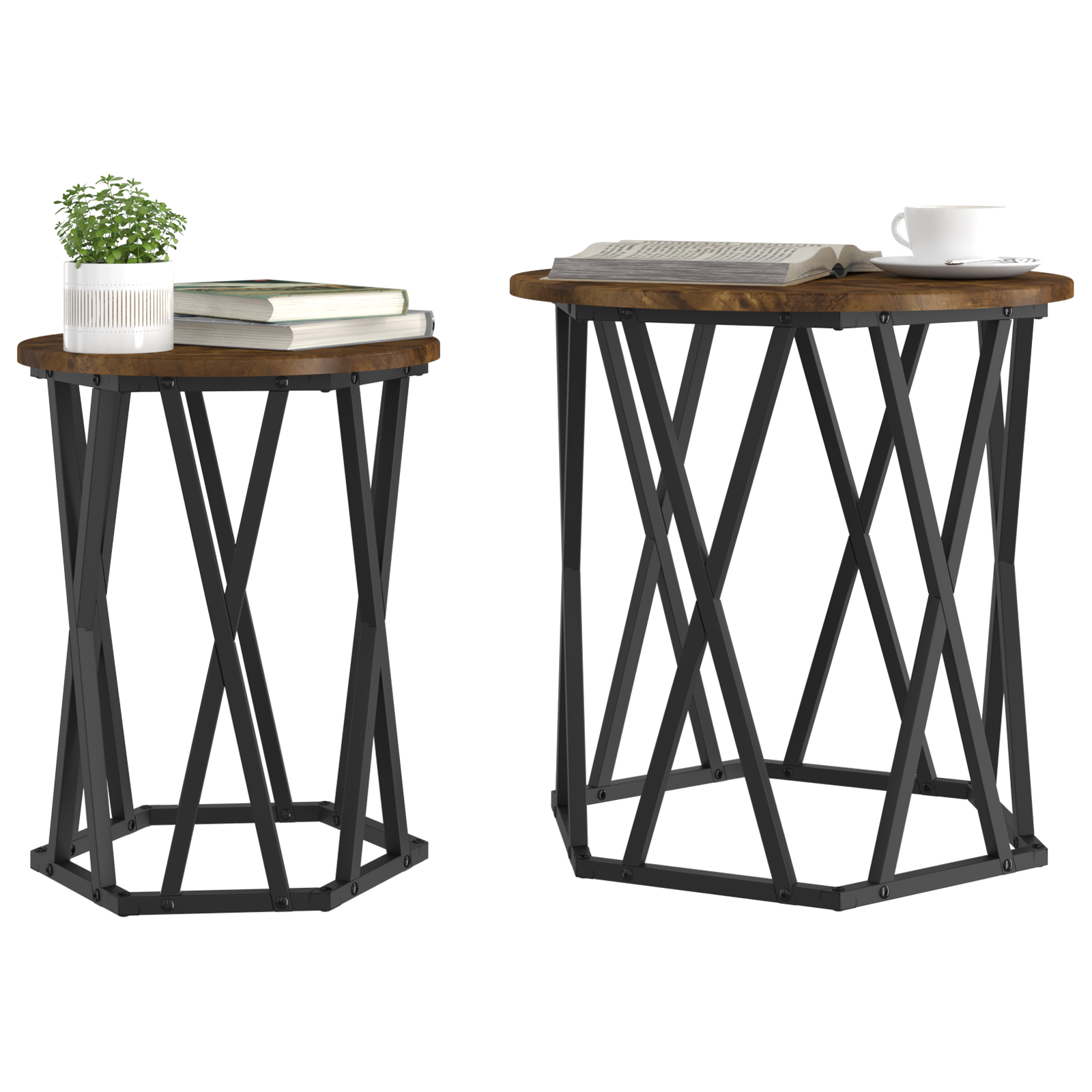 Side Tables 2 pcs Smoked Oak Engineered Wood - Image 3