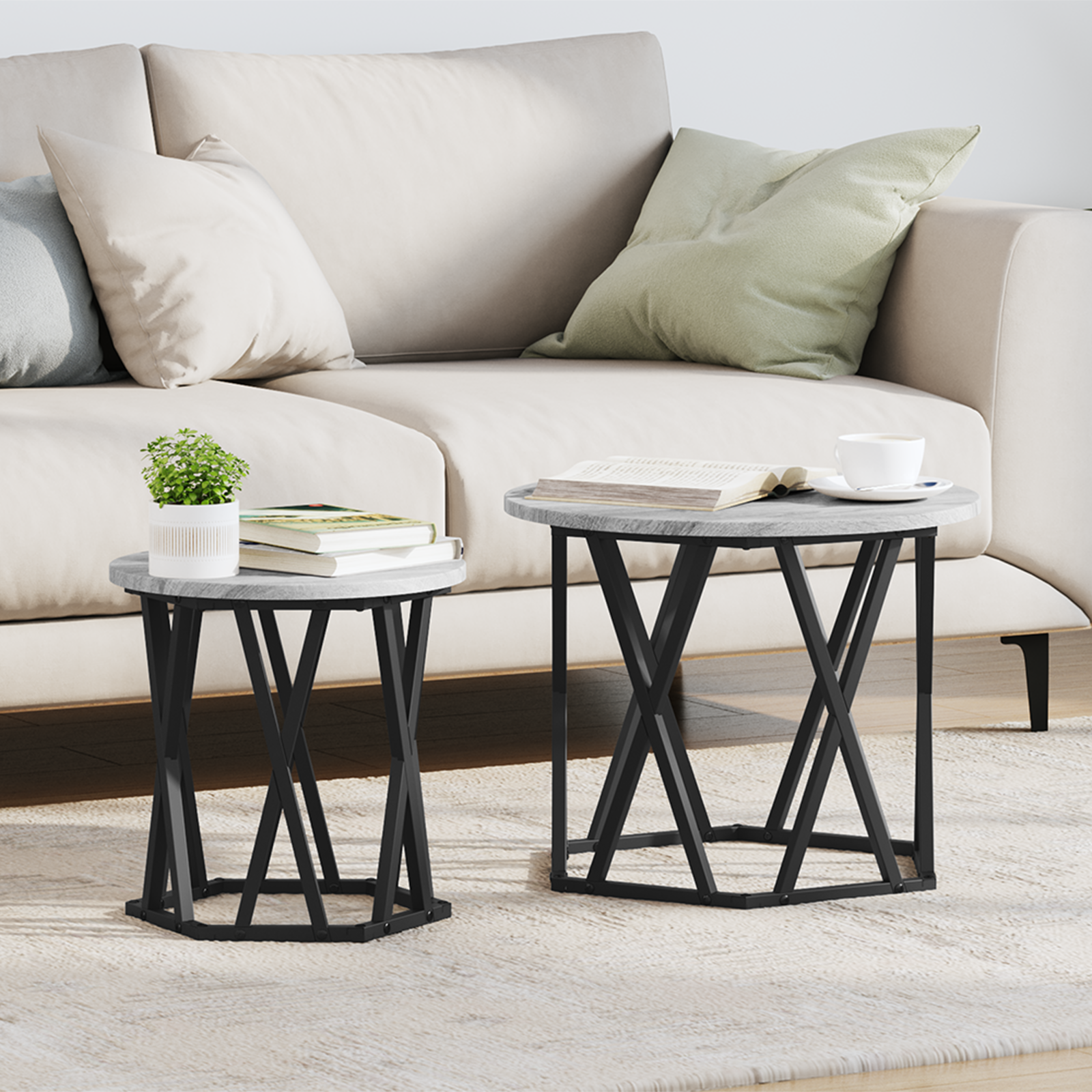 Side Tables 2 pcs Grey Sonoma Engineered Wood