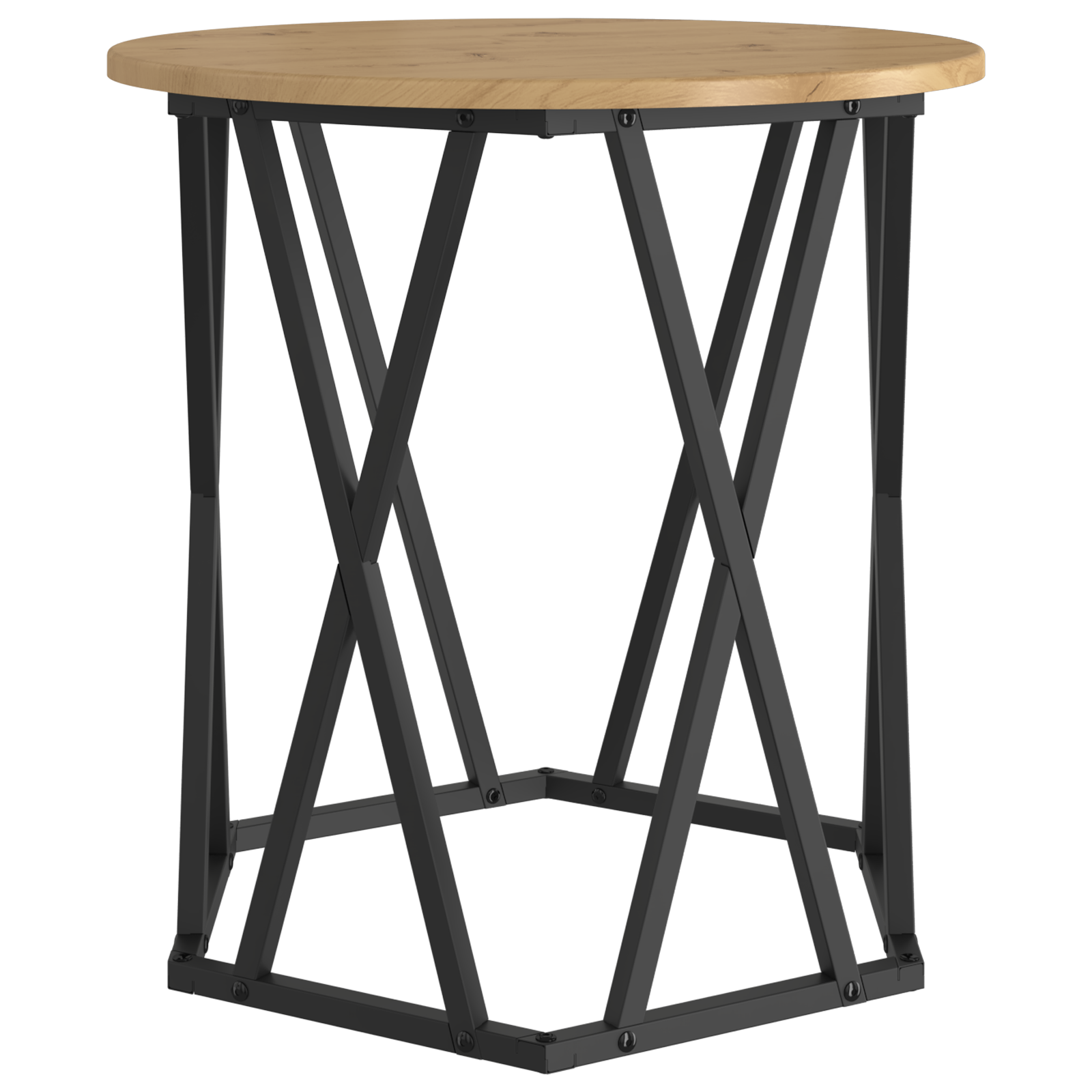 Artisan oak MDF, Metal Medium Coffee Table Round Industrial - Image 6