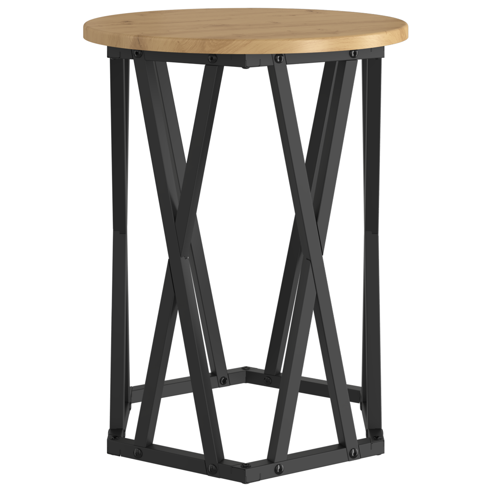 Artisan oak MDF, Metal Medium Coffee Table Round Industrial - Image 7