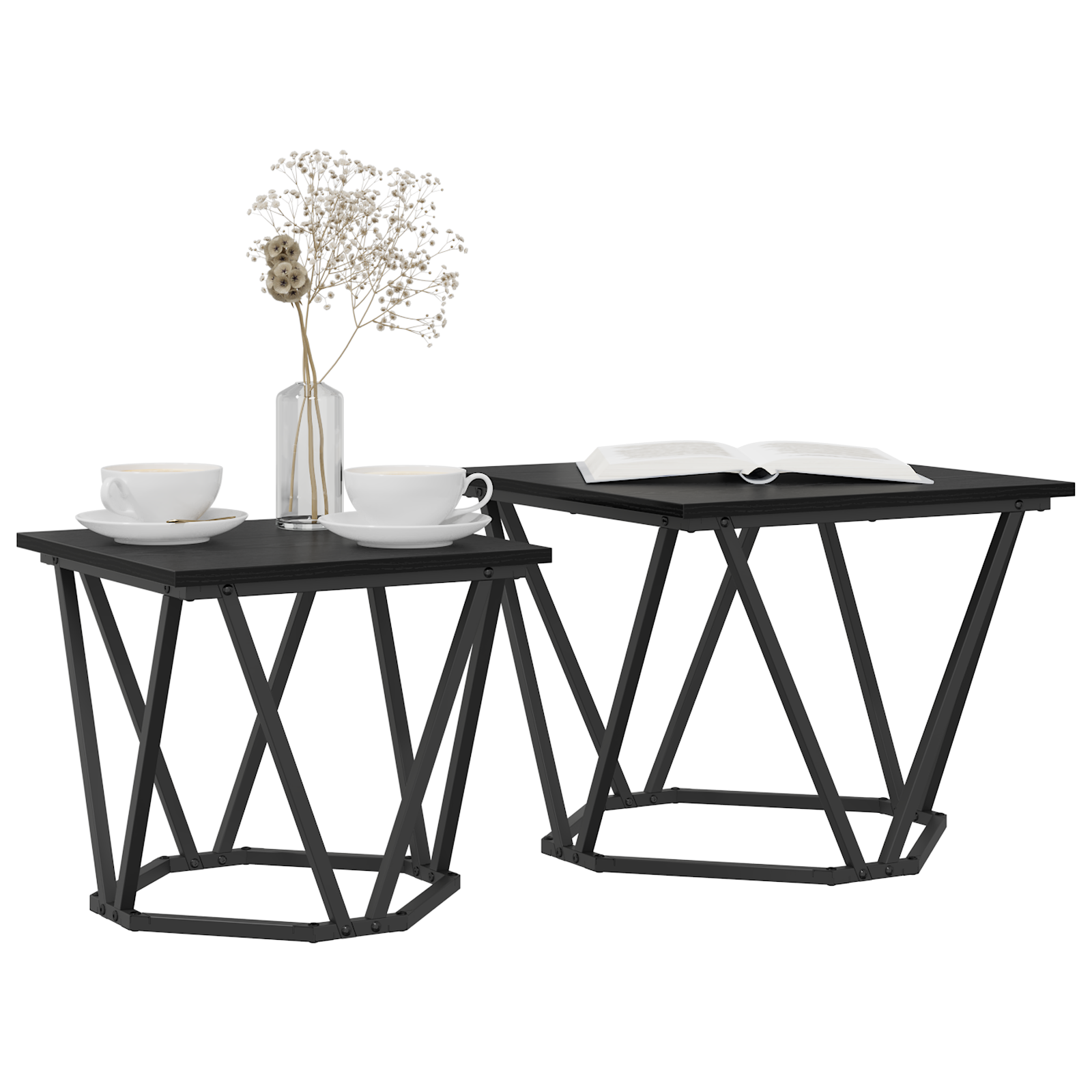 Side Tables 2 pcs Black Oak Engineered Wood - Image 3