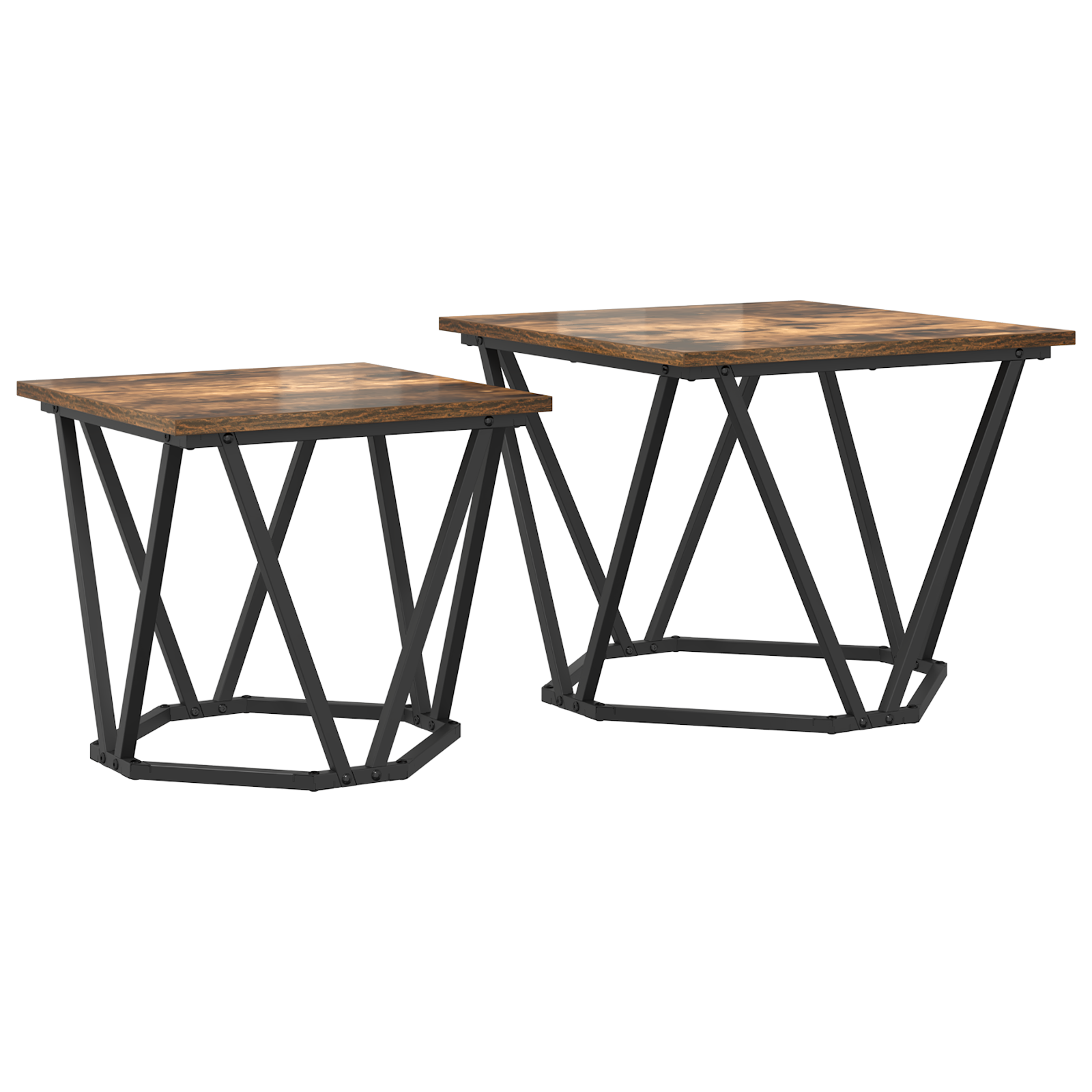 2 Piece Side Table Set Smoked Oak Engineered Wood - Image 2
