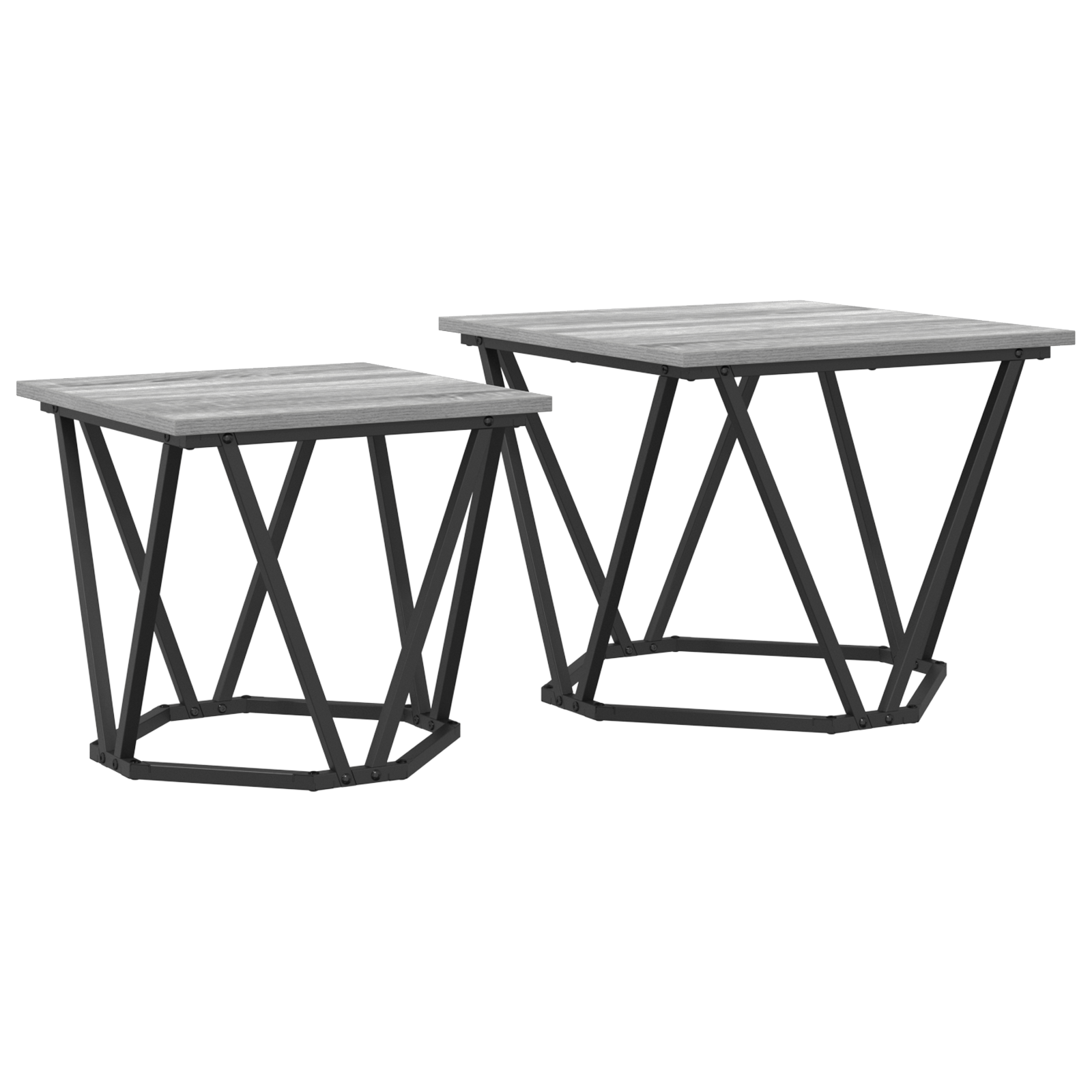 2 Piece Side Table Set Grey Sonoma Engineered Wood - Image 2