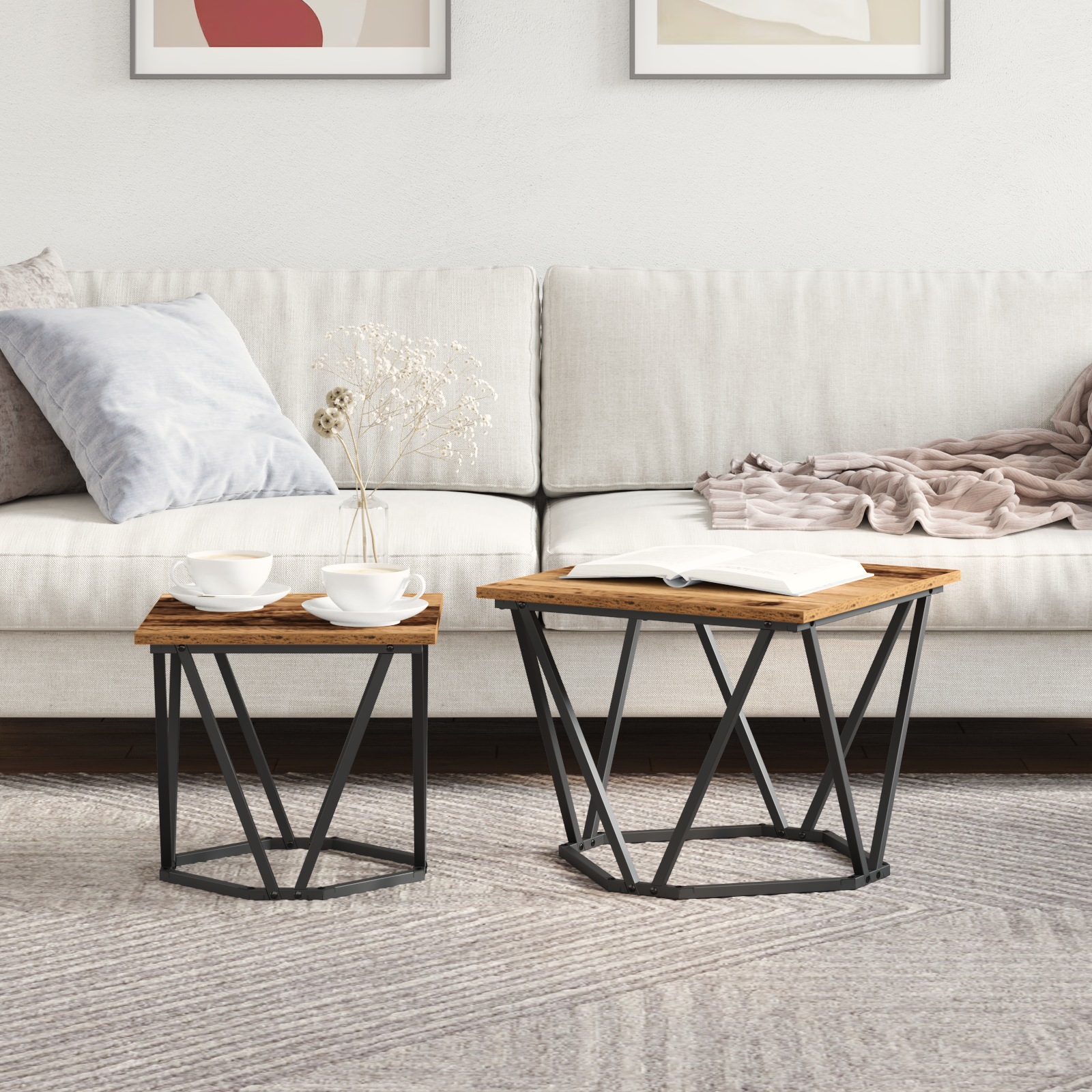 Side Tables 2 pcs Old Wood Engineered Wood - Image 4