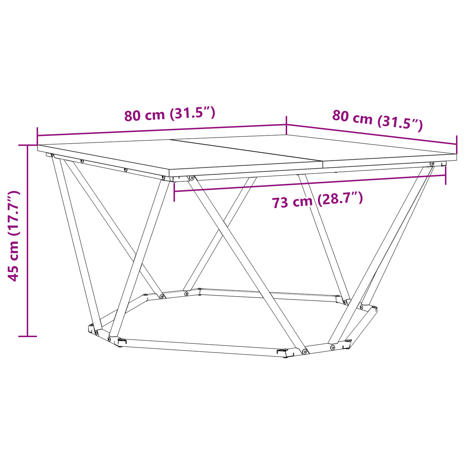 Black oak Metal Medium Sleek Coffee Table Rectangular - Image 10