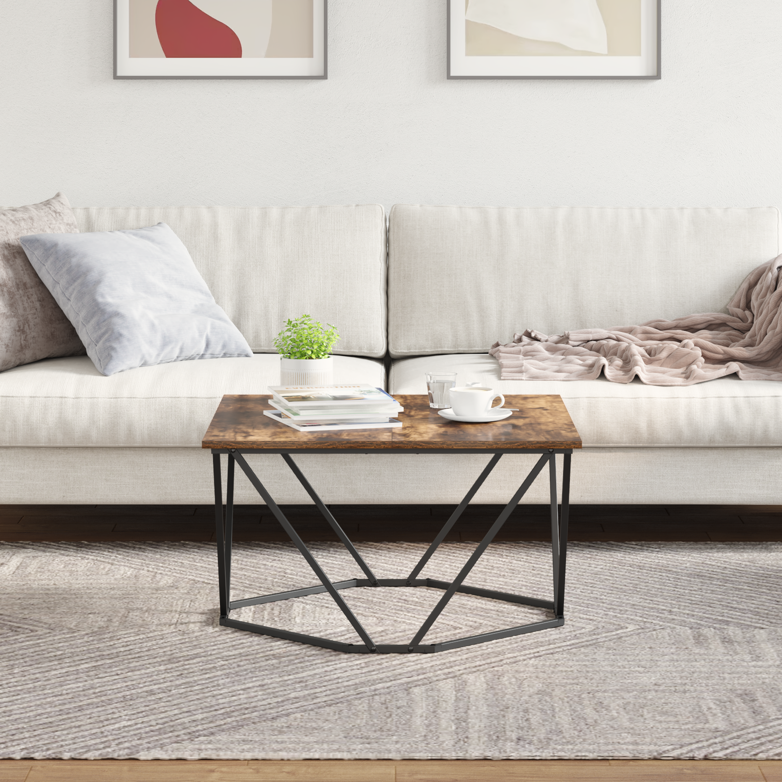 Smoked Oak Wood Medium Durable Coffee Tables Square - Image 4