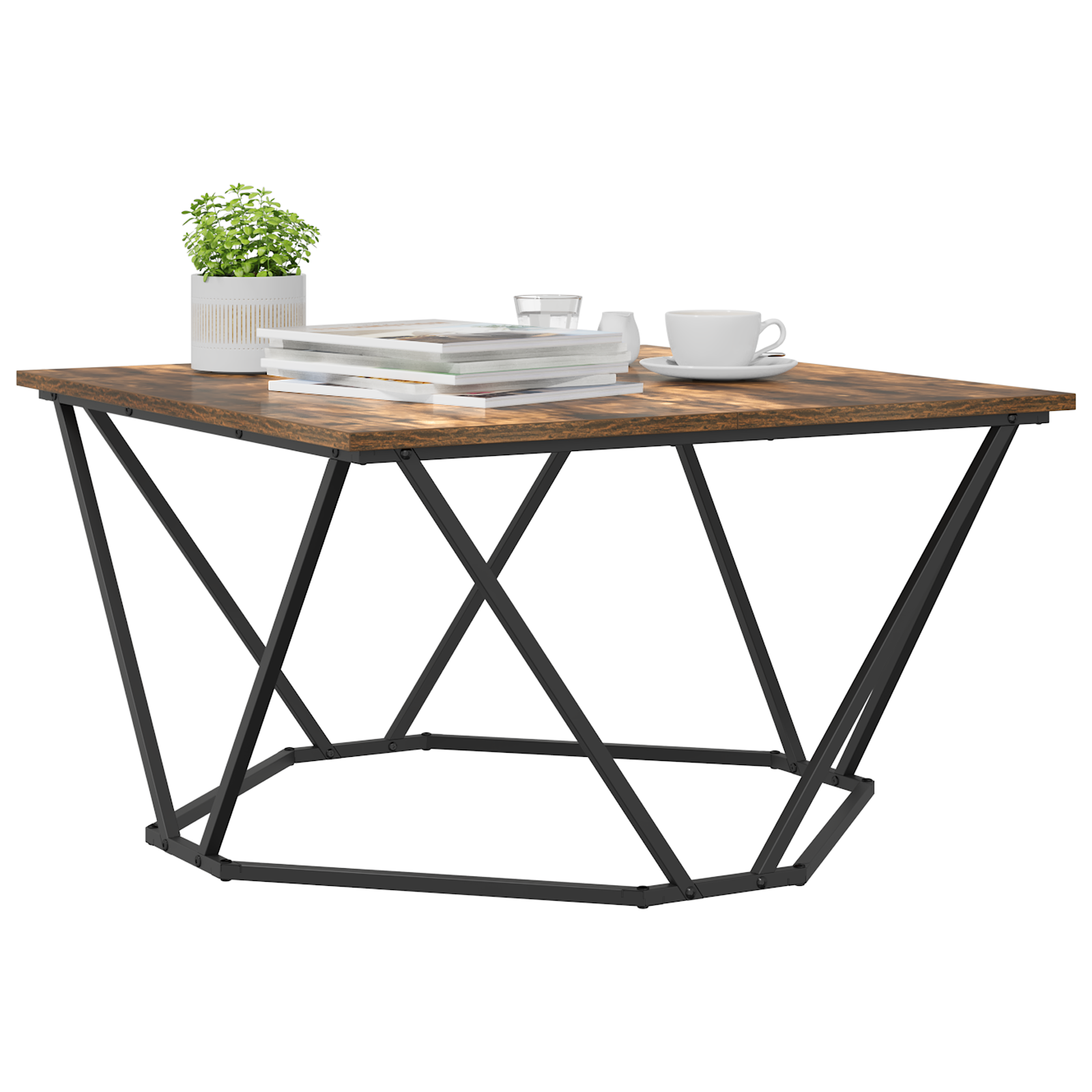 Smoked Oak Wood Medium Durable Coffee Tables Square - Image 3